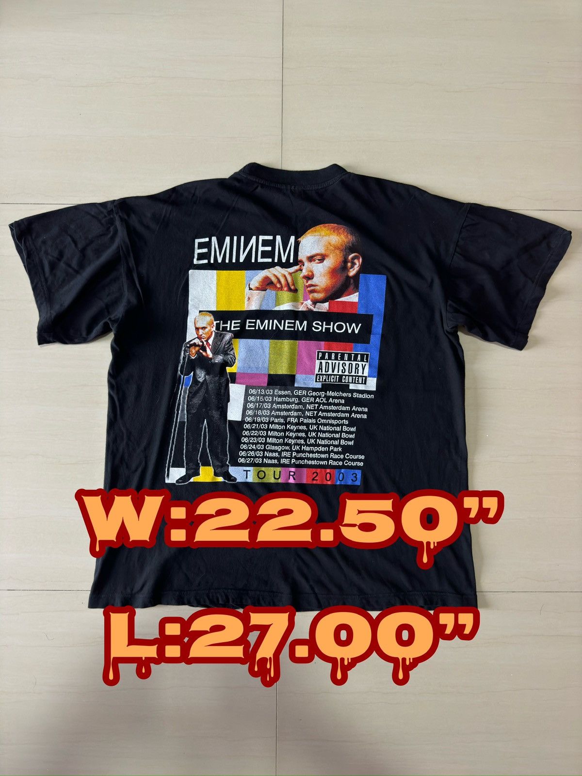 image of 2003 The Eminem Show European Tour God 00S Vintage Shirt in Black, Men's (Size XL)