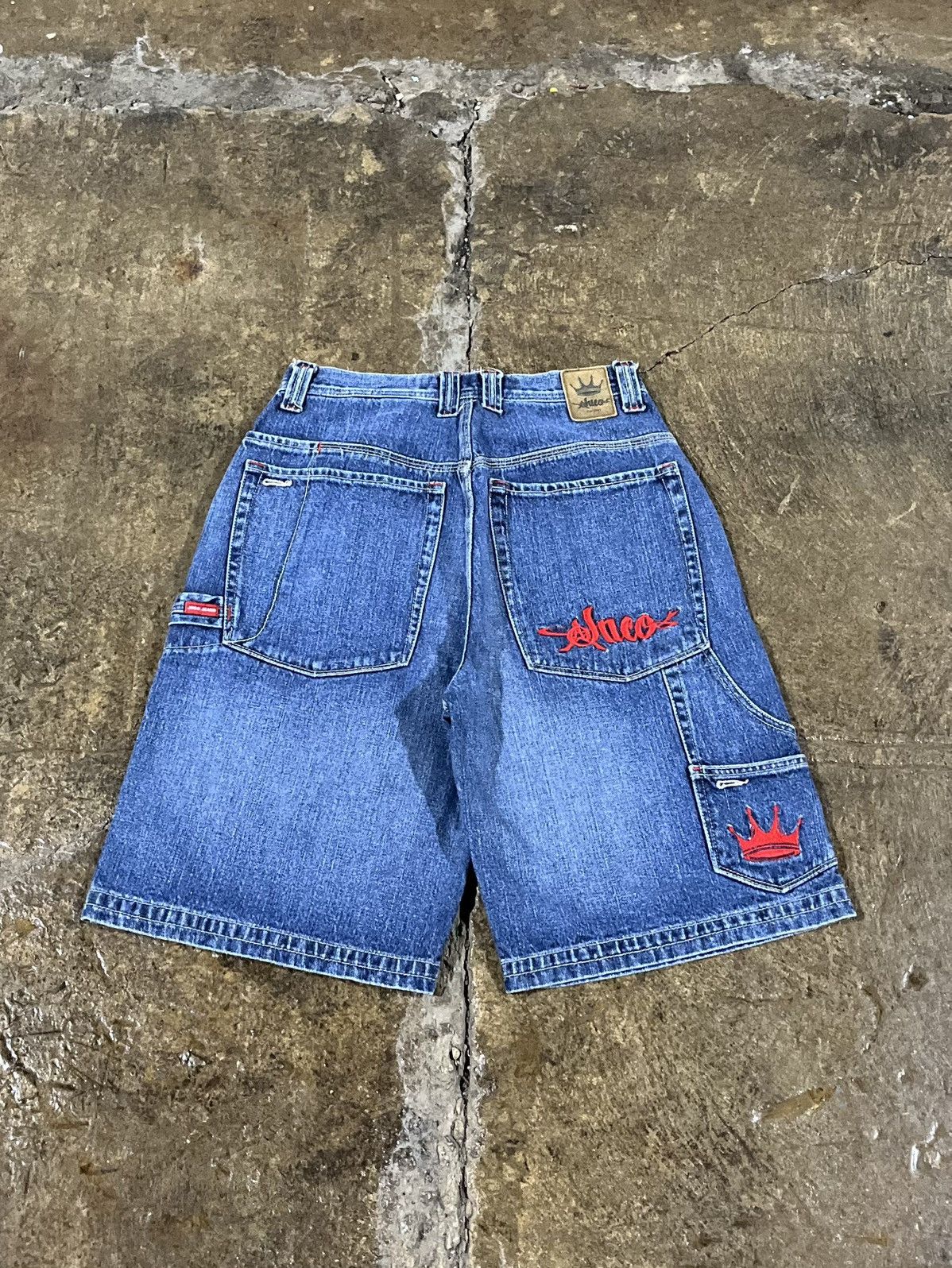 image of Crazy Vintage Jnco Crown Baggy Carpenter Jorts Skater Shorts in Blue, Men's (Size 30)