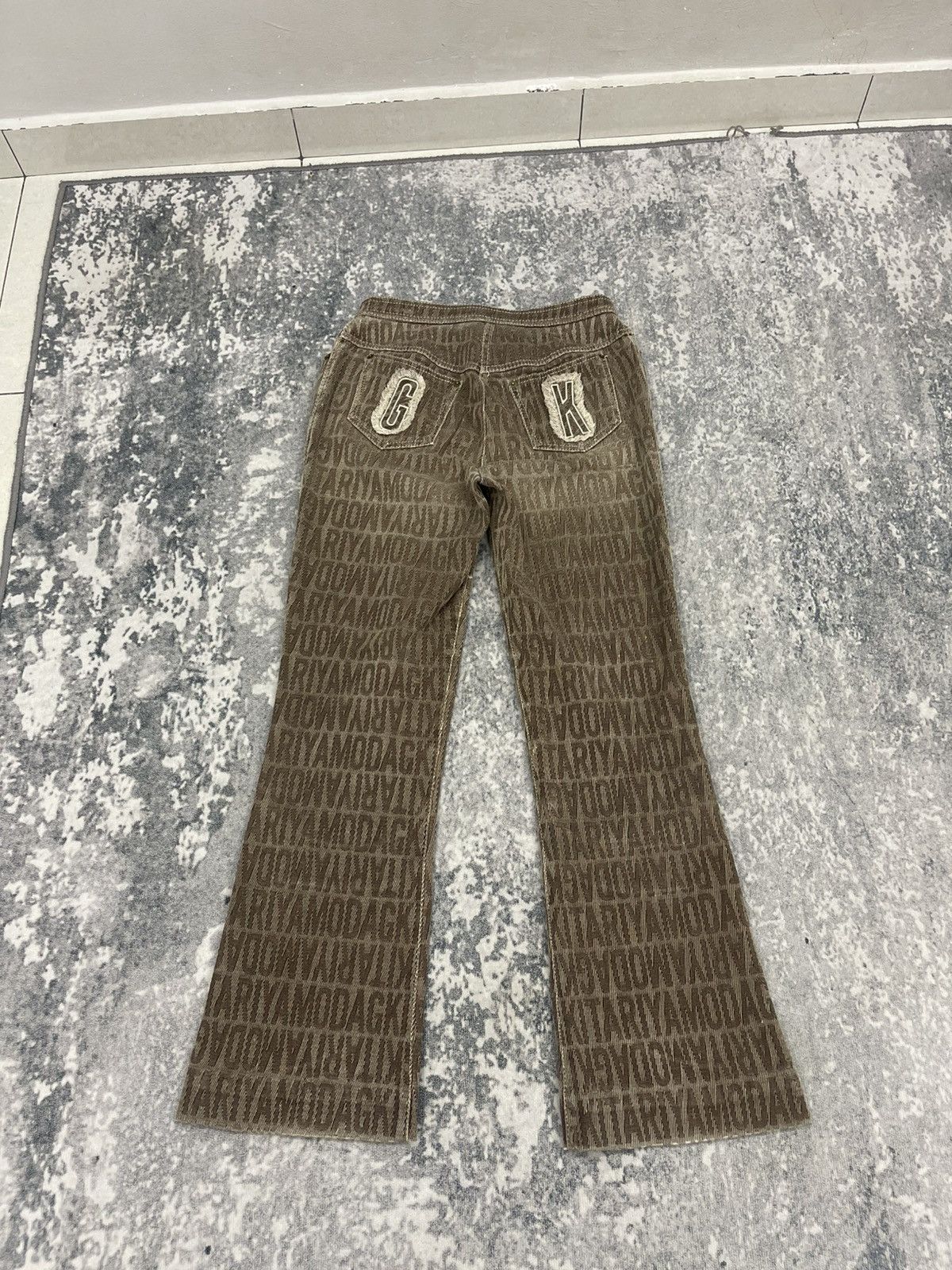 Japanese Brand HKD Manogram Bell Bottom Jeans Size US 27 - 12 Thumbnail