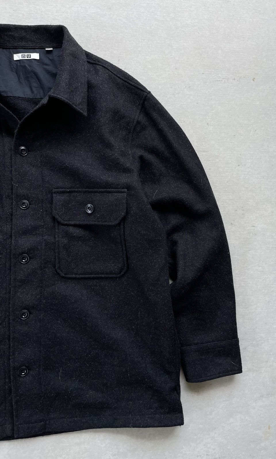 Lemaire × Uniqlo UNIQLO U LEMAIRE BLACK WOOL-BLEND WORKSHIRT/JACKET Size US XL / EU 56 / 4 - 3 Thumbnail