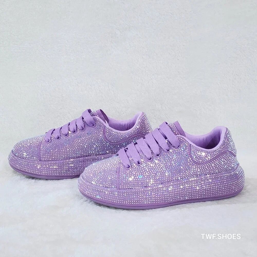 Other Dazzle Cush Lilac Purple Rhinestone Comfy Platform Sneakers Size US 10 / IT 40 - 7 Thumbnail