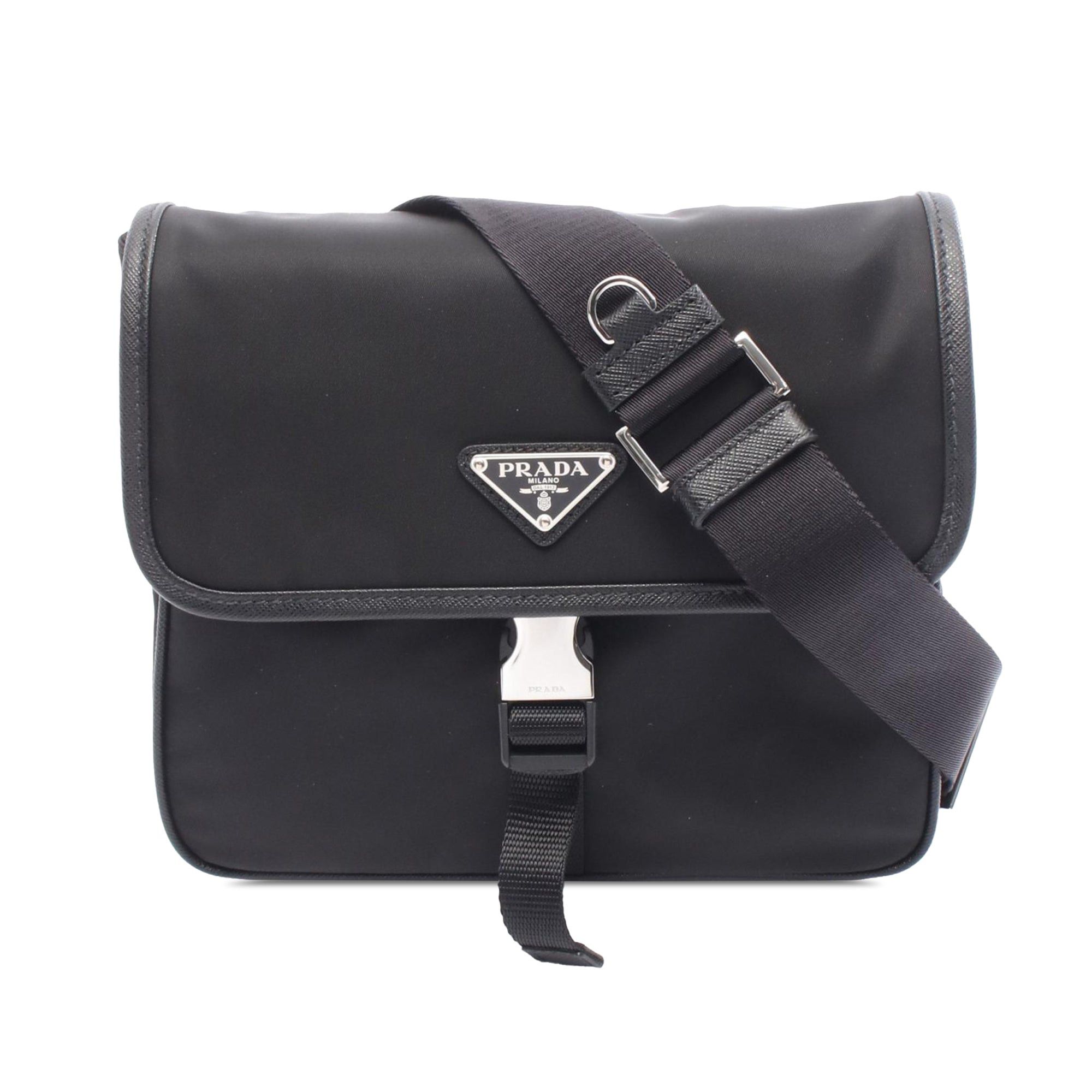 Prada Saffiano Trimmed Tessuto Messenger Bag Size ONE SIZE - 1 Thumbnail