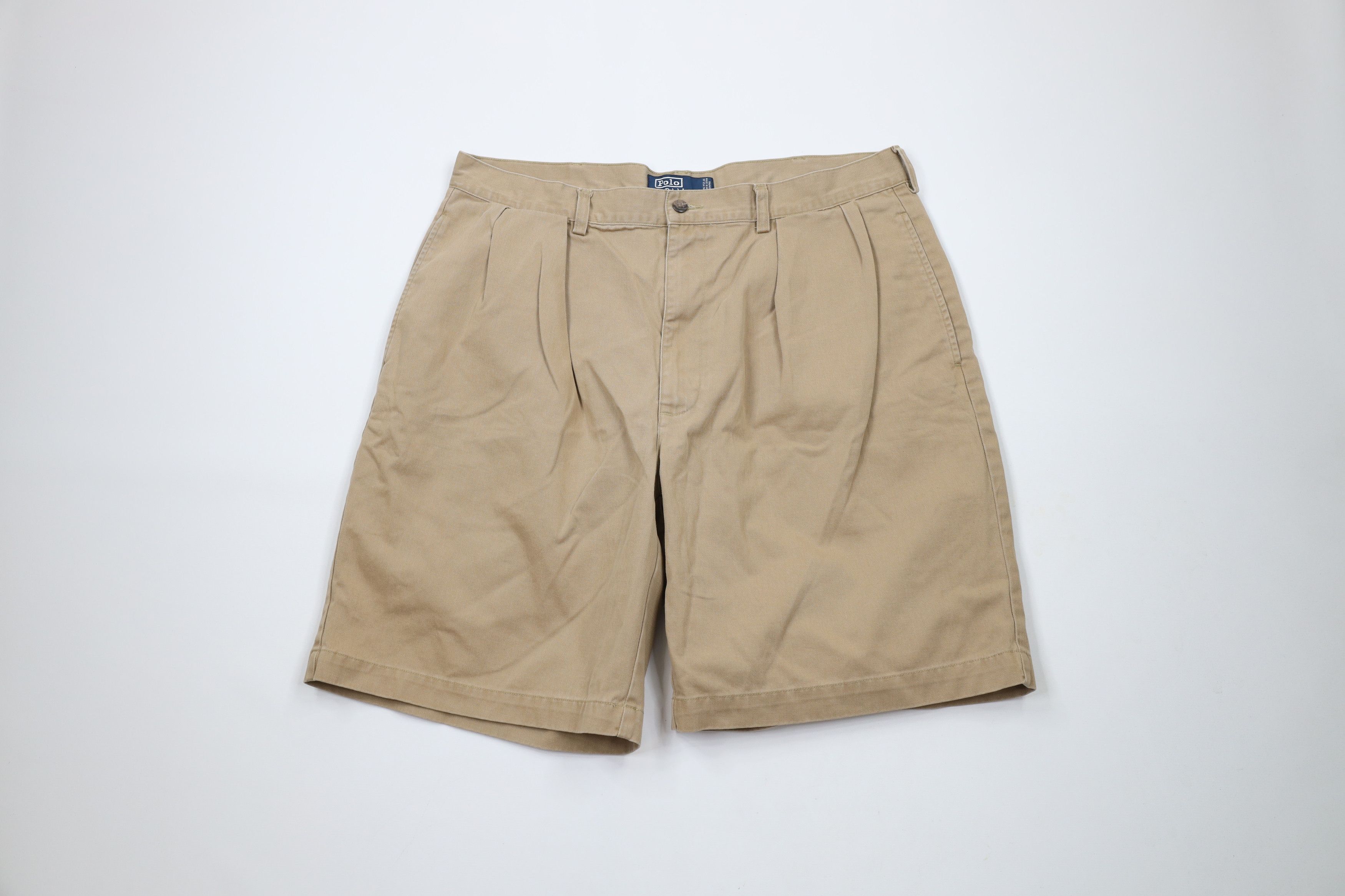Ralph Lauren × Vintage Vintage 90s Ralph Lauren Knee Chino Shorts Beige Cotton Size US 36 / EU 52 - 1 Thumbnail