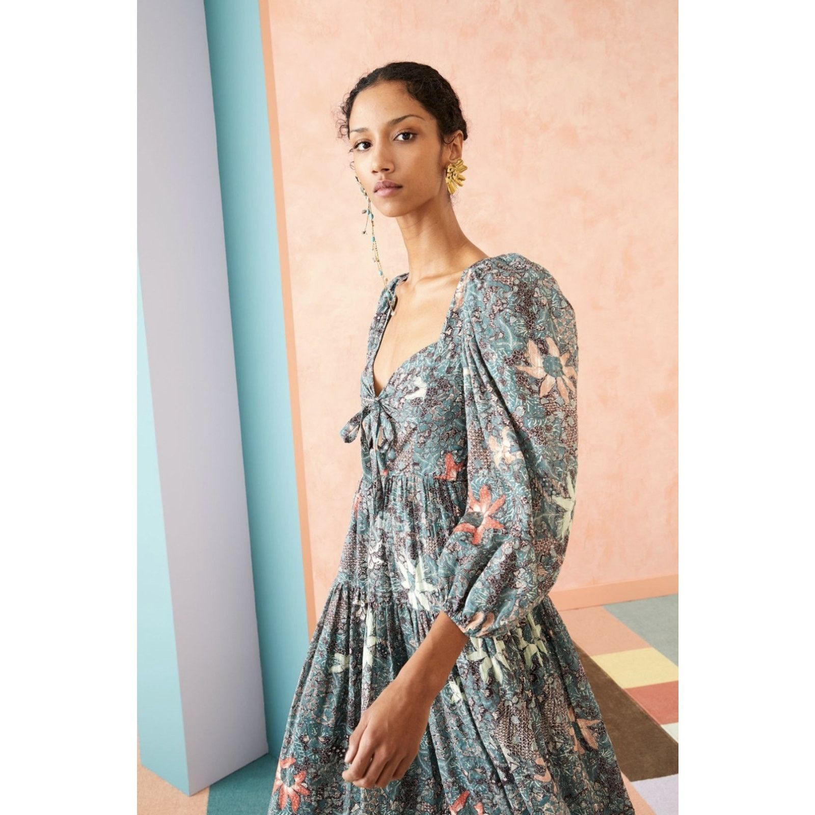 Ulla Johnson ULLA JOHNSON Kemala Floral Poplin Malachite Size 2 Size XS / US 0-2 / IT 36-38 - 2 Thumbnail
