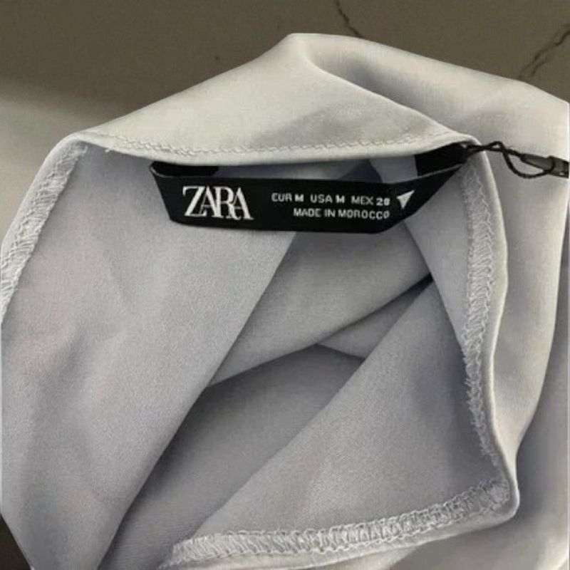 Zara Zara Medium Slip Silver-Gray Strappy Midi Satin Effect Dress Size M / US 6-8 / IT 42-44 - 5 Thumbnail