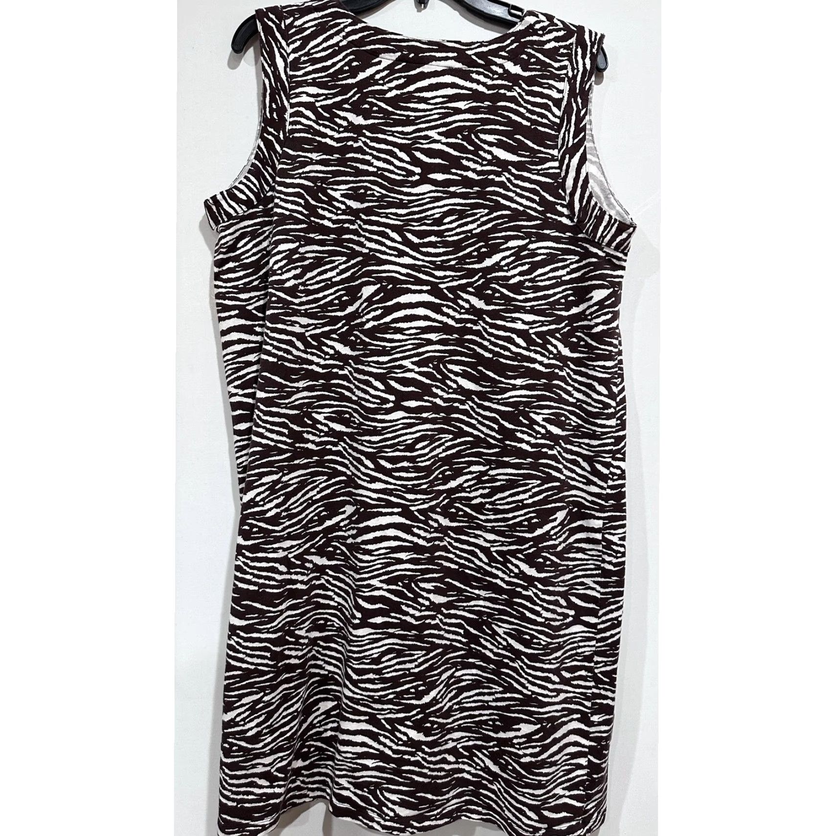 Jones New York Jones New York Woman Midi Dress Women Plus 1X Brown White Zebra Print Sleeveless Dress Shift Tank Size XL / US 12-14 / IT 48-50 - 2 Thumbnail