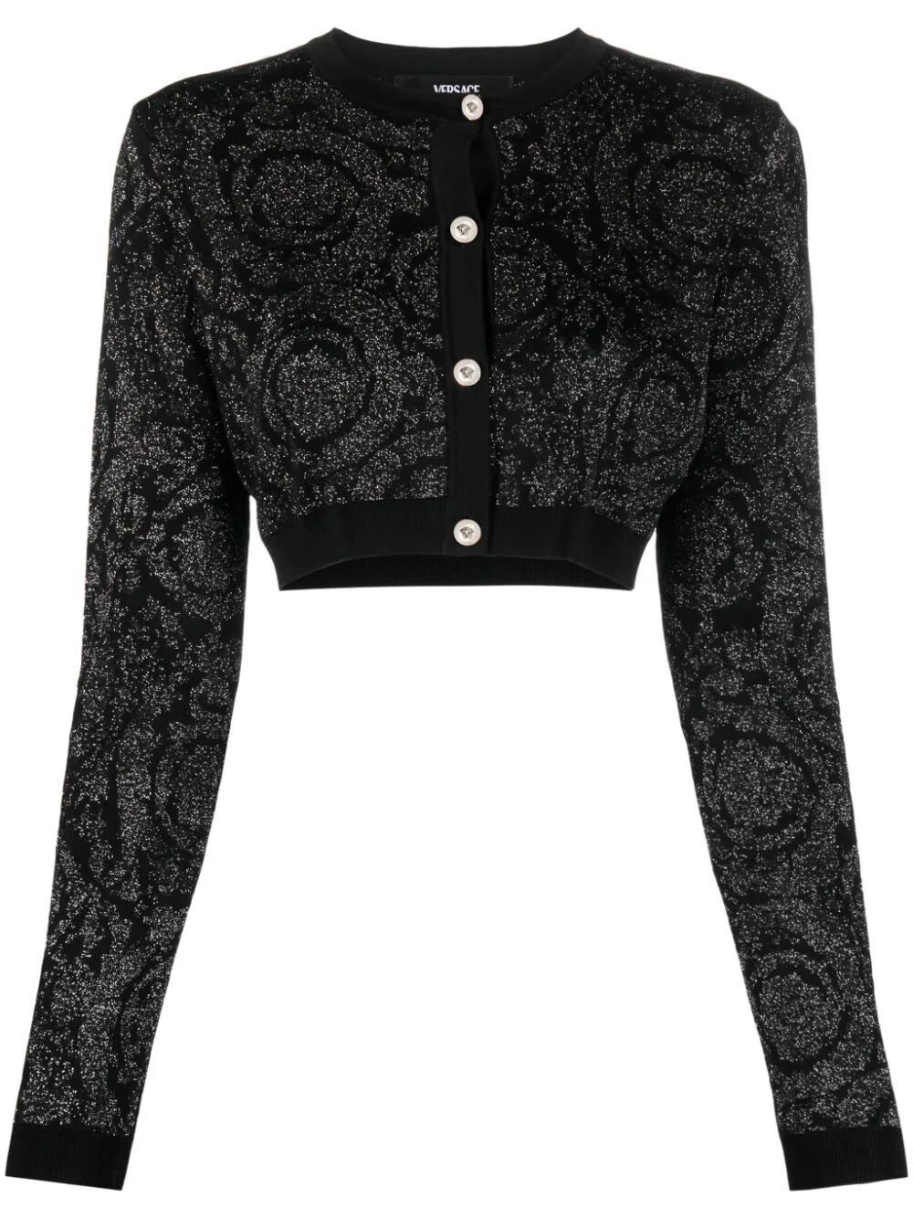 Versace `Barocco Texture` Knit Cropped Cardigan Size L / US 10 / IT 46 - 1 Thumbnail