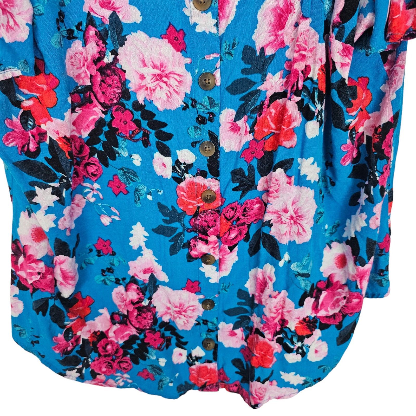 Torrid Torrid Womens Floral Button Top Plus Sz 2X Smocked Shoulders Size XXL / US 16-18 / IT 52-54 - 4 Thumbnail