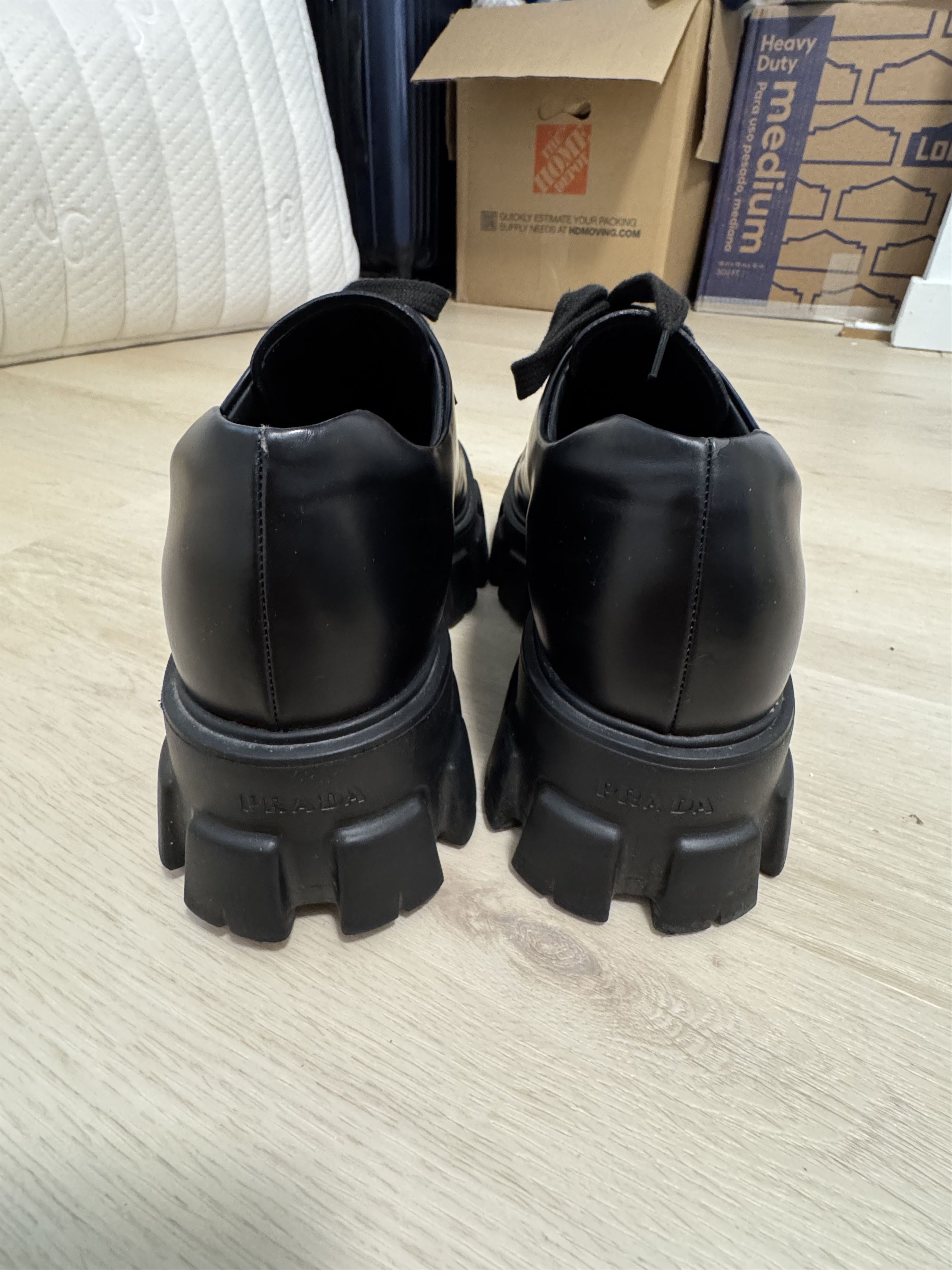 Prada Prada Black Monolith Lace Up Loafers (Fits US 10) Size US 10 / EU 43 - 6 Thumbnail