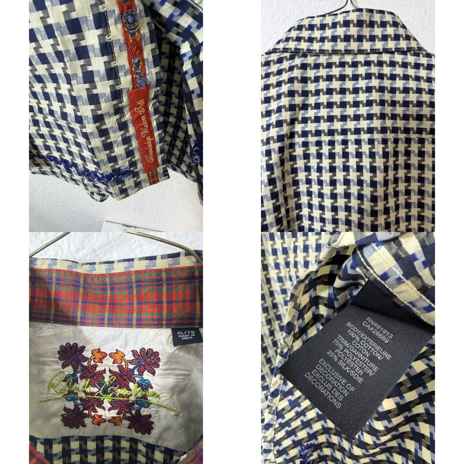 Robert Graham VINTAGE Robert Graham Shirt Blue Beige Long Sleeve Button Front Sz XL Size US XL / EU 56 / 4 - 8 Thumbnail