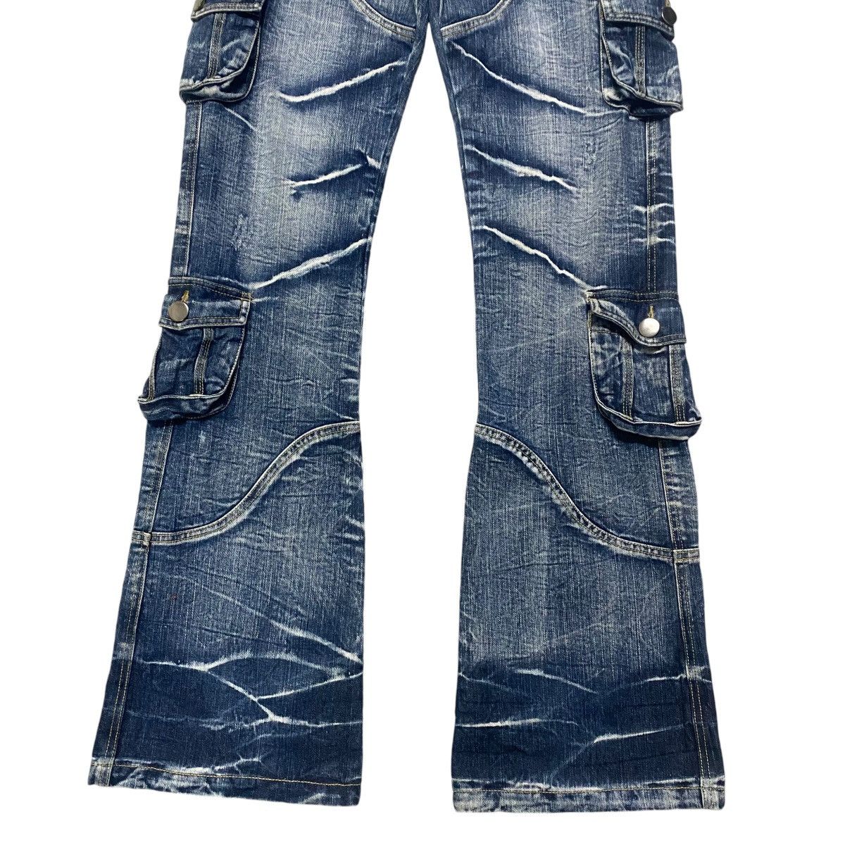 Japanese Brand Vintage TOPISM Denim Super Flare Cargo Pants Size US 34 / EU 50 - 7 Thumbnail