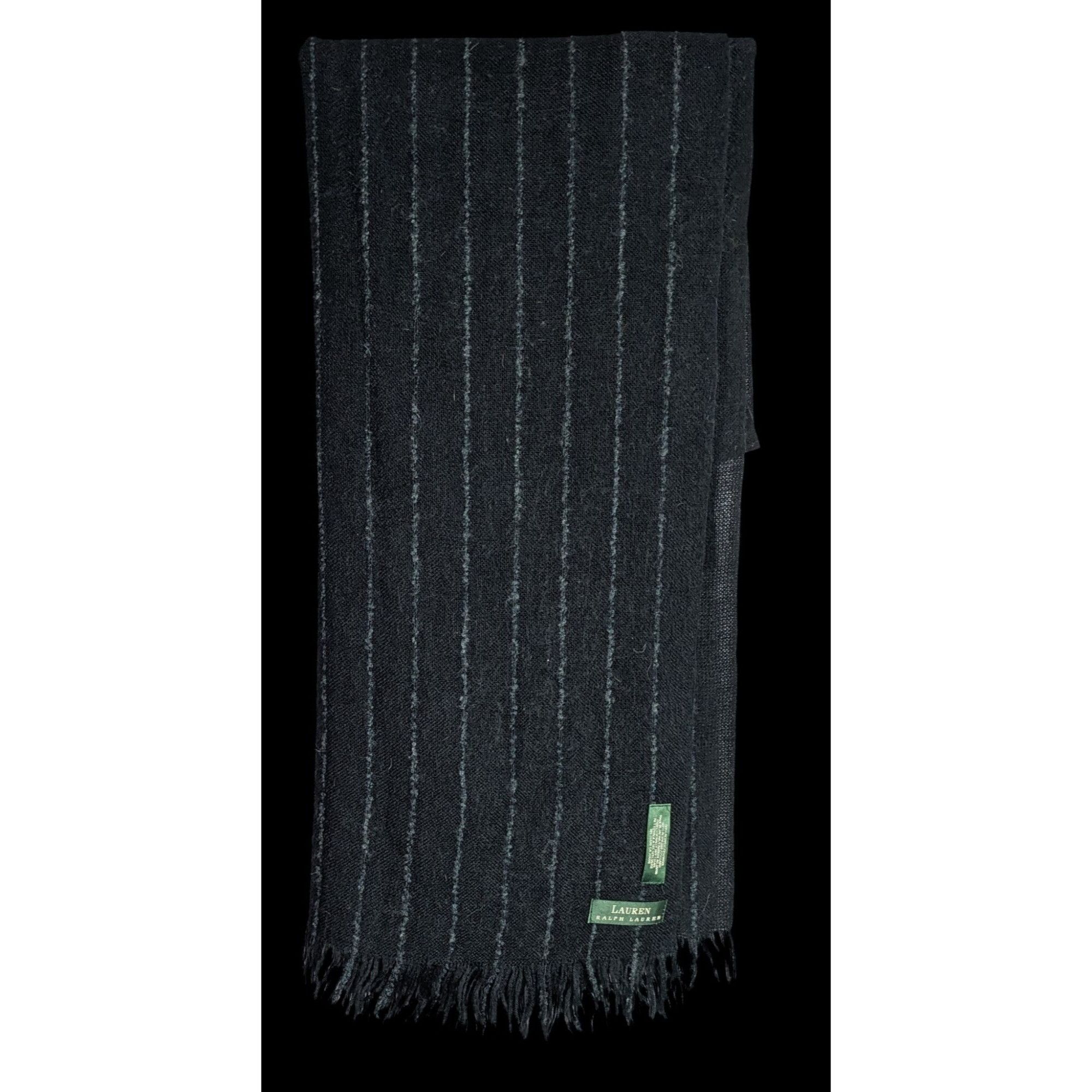 Lauren Ralph Lauren Preppy Designer Lauren Ralph Lauren Black Striped Scarf 22x8 Size ONE SIZE - 1 Thumbnail