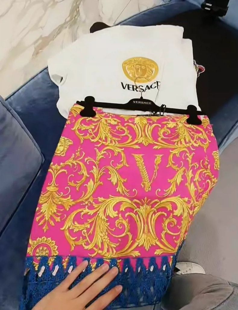Versace Versace Baroque Print Skirt with Lace - dmc Size US 31 - 1 Thumbnail