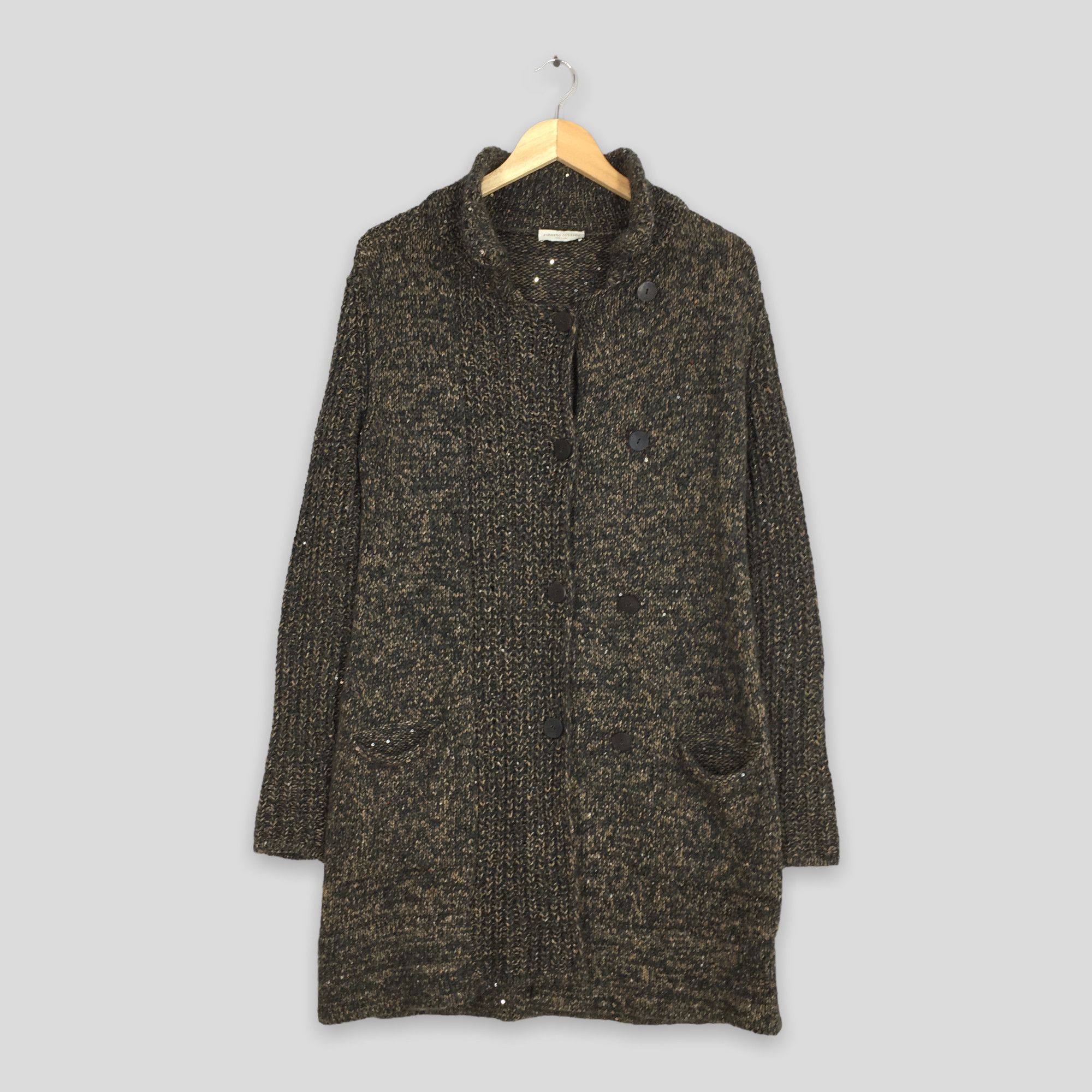 image of Cashmere Wool Vintage Roberto Collina Italy Wool Women Long Jacket Medium in Green