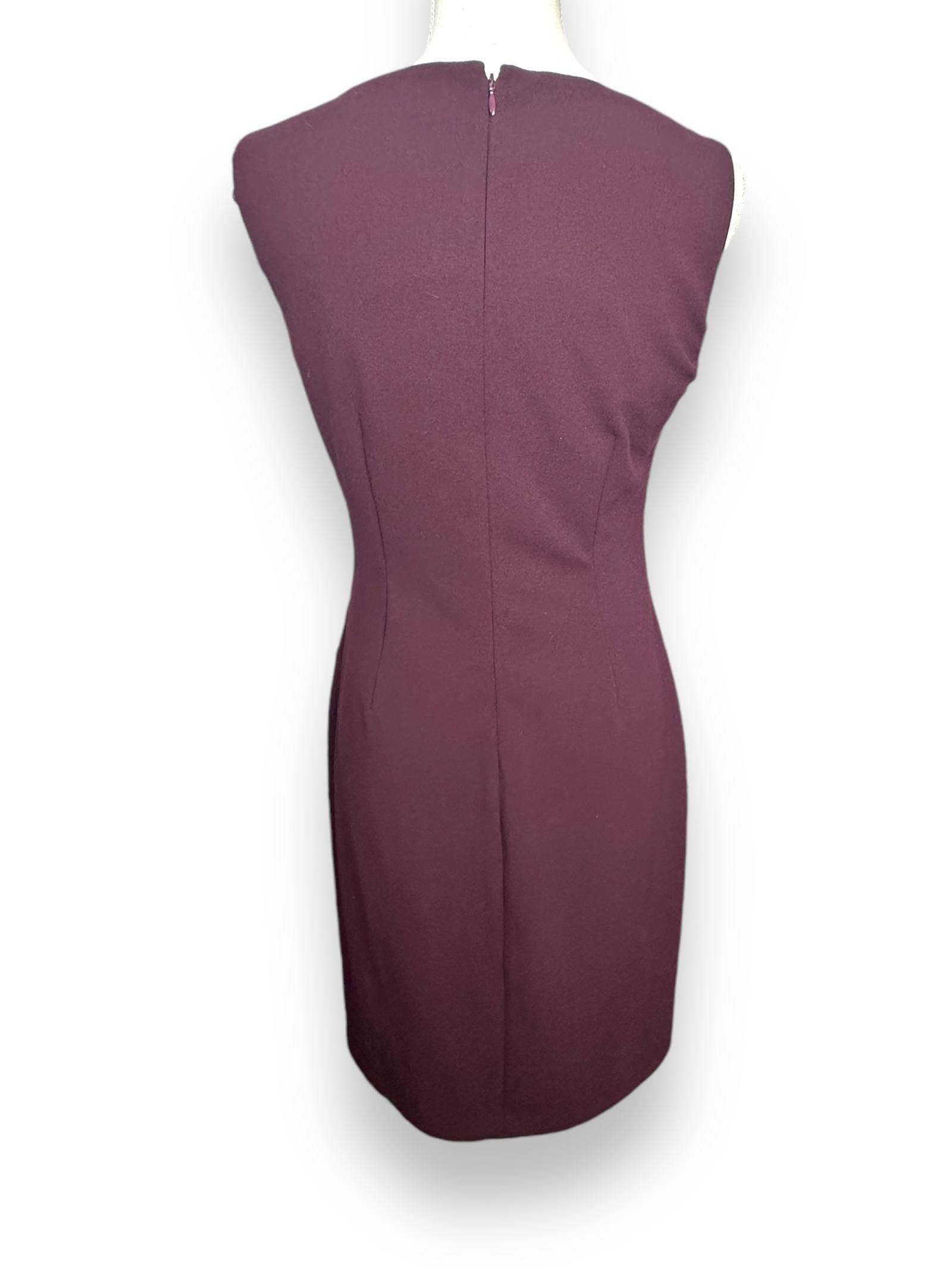 Designer Ivanka Trump Plum Sheath Dress With Sunburst Pleats 6 Size M / US 6-8 / IT 42-44 - 3 Thumbnail