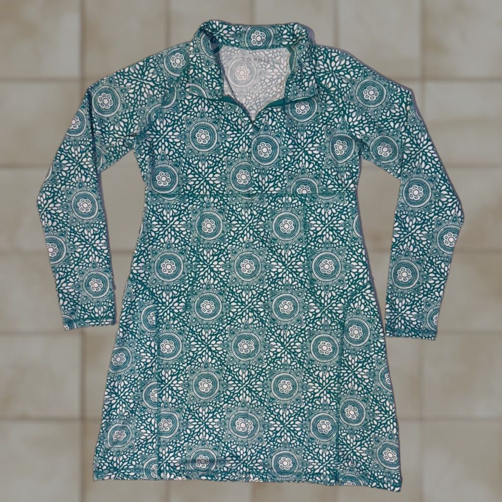 Vintage Soybu Dress Green White Long Sleeve Mock Neck Quarter Zip Sport Women’s Size S Size S / US 4 / IT 40 - 1 Thumbnail