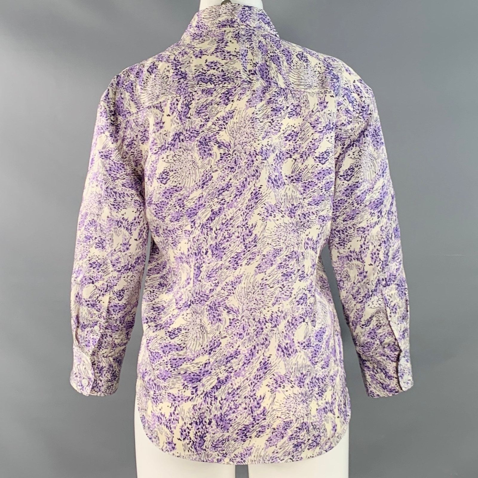 Jil Sander Size 2 Purple White Cupro Silk Abstract Casual Top Size XS / US 0-2 / IT 36-38 - 4 Thumbnail