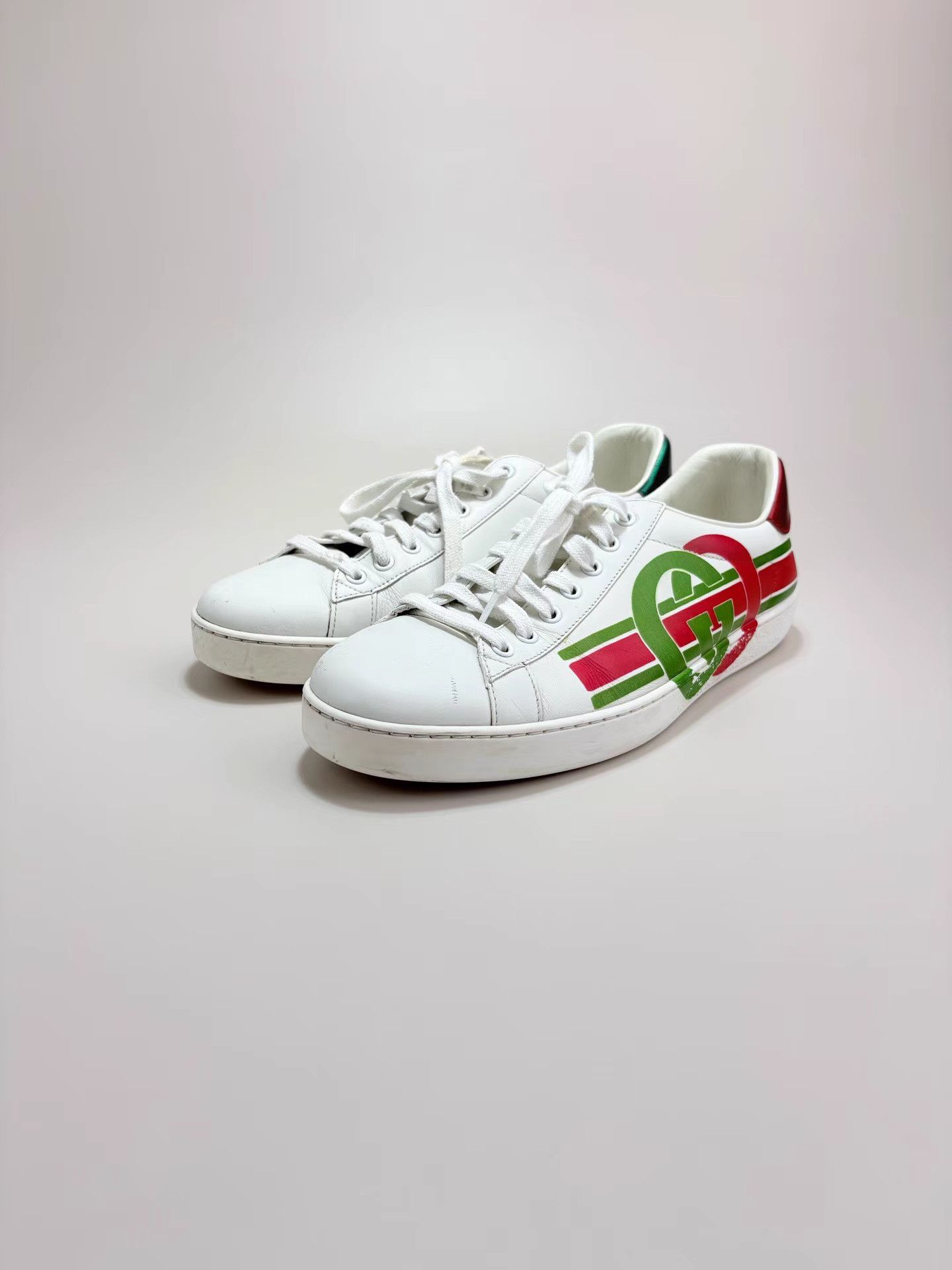 Gucci GUCCI Red and Green Printed ACE Sneakers K1 Size US 9.5 / EU 42-43 - 1 Thumbnail