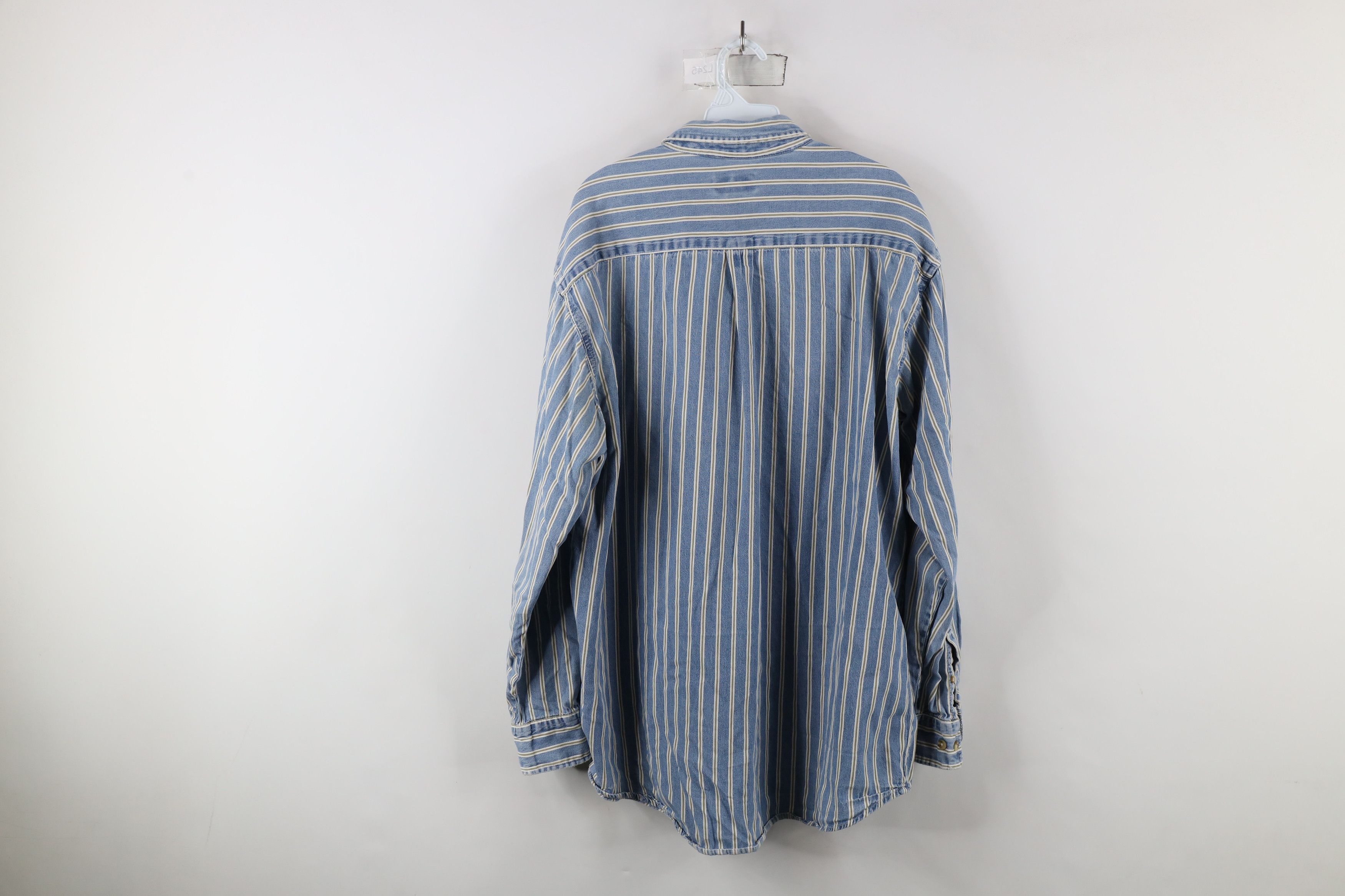 Vintage Vintage 90s Streetwear Striped Denim Jean Button Down Shirt Size US XL / EU 56 / 4 - 13 Thumbnail