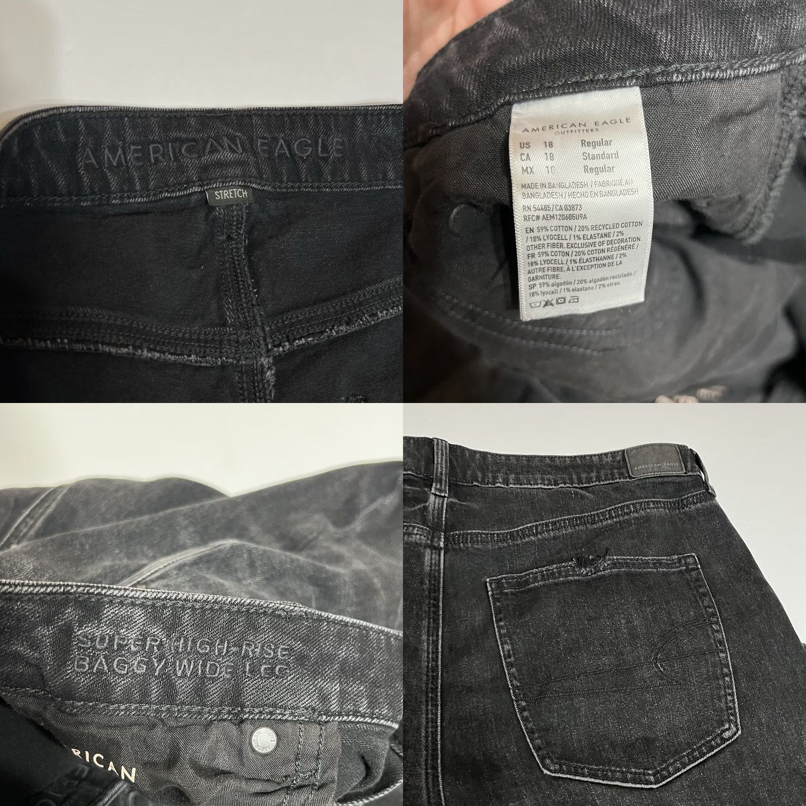 American Eagle Outfitters VINTAGE? No — American Eagle Outfitters Super High Rise Baggy Wide Leg Distressed Jeans 18 Reg 38x28 Black Women Jeans Distressed 90s Inspired? Size 40" / US 18 - 8 Thumbnail