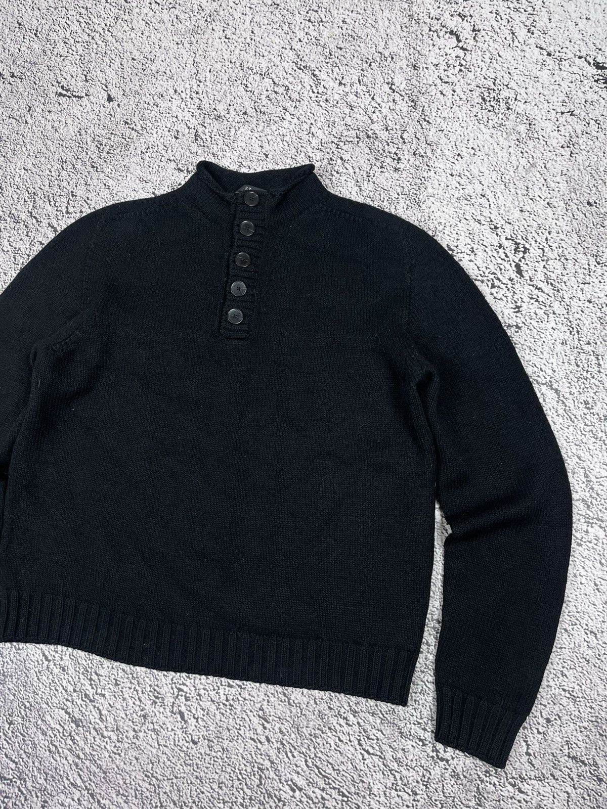Z Zegna Z Zegna Italy 100% Wool Mock Neck Button Sweater Black L Size US L / EU 52-54 / 3 - 3 Thumbnail