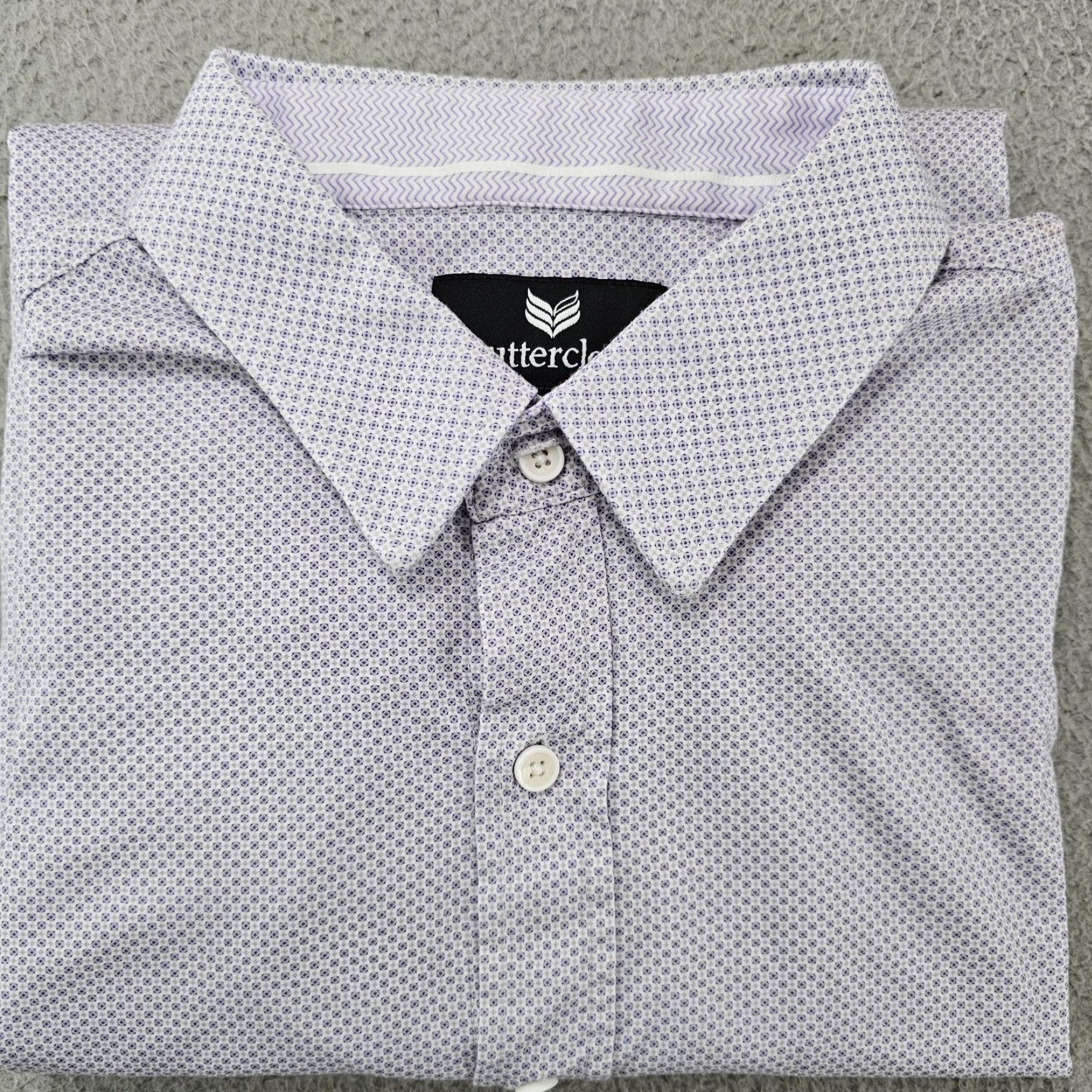 Vintage Buttercloth Shirt Mens XL Purple Regular Geometric Cotton Long Sleeve Button-Up Size US XL / EU 56 / 4 - 2 Thumbnail