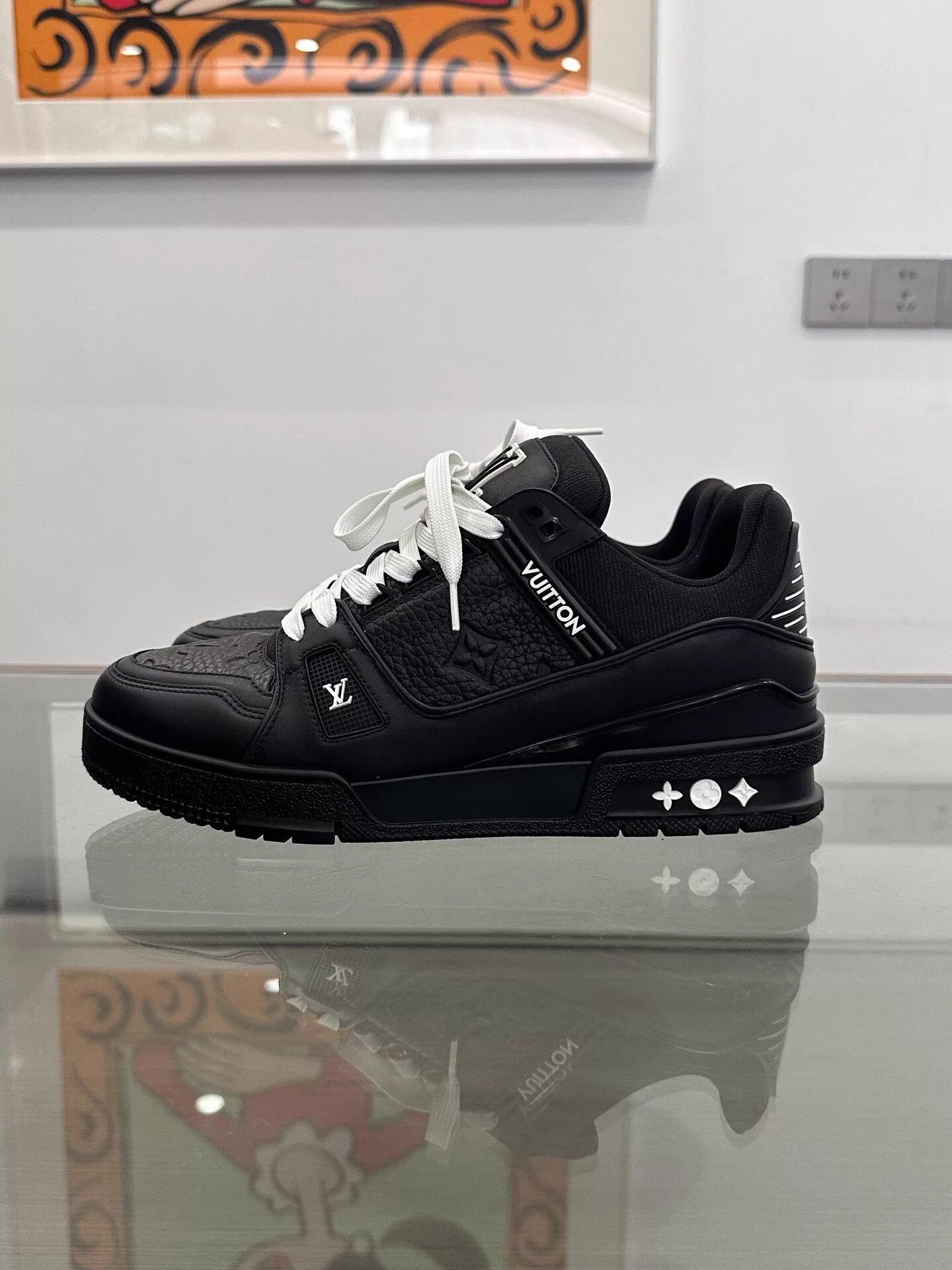 Louis Vuitton LV Men's Black Embossed Monogram Trainer Sneaker Size US 7.5 / EU 40-41 - 4 Thumbnail