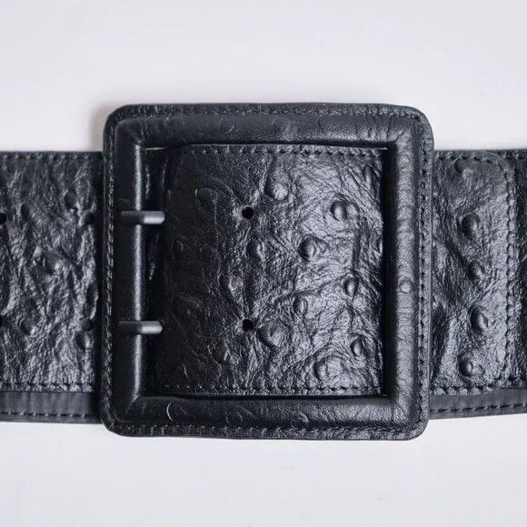 Sarah Pacini Sarah Pacini Big Ostrich Embossed Leather Belt - Black (NEW) Size ONE SIZE - 3 Thumbnail