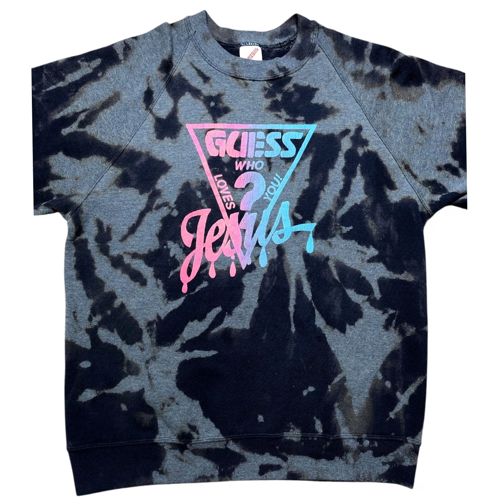 Jerzees VINTAGE Guess Who Loves You Jesus Sweatshirt L Christ Religion Acid Wash Blue L Mens Size US L / EU 52-54 / 3 - 2 Thumbnail