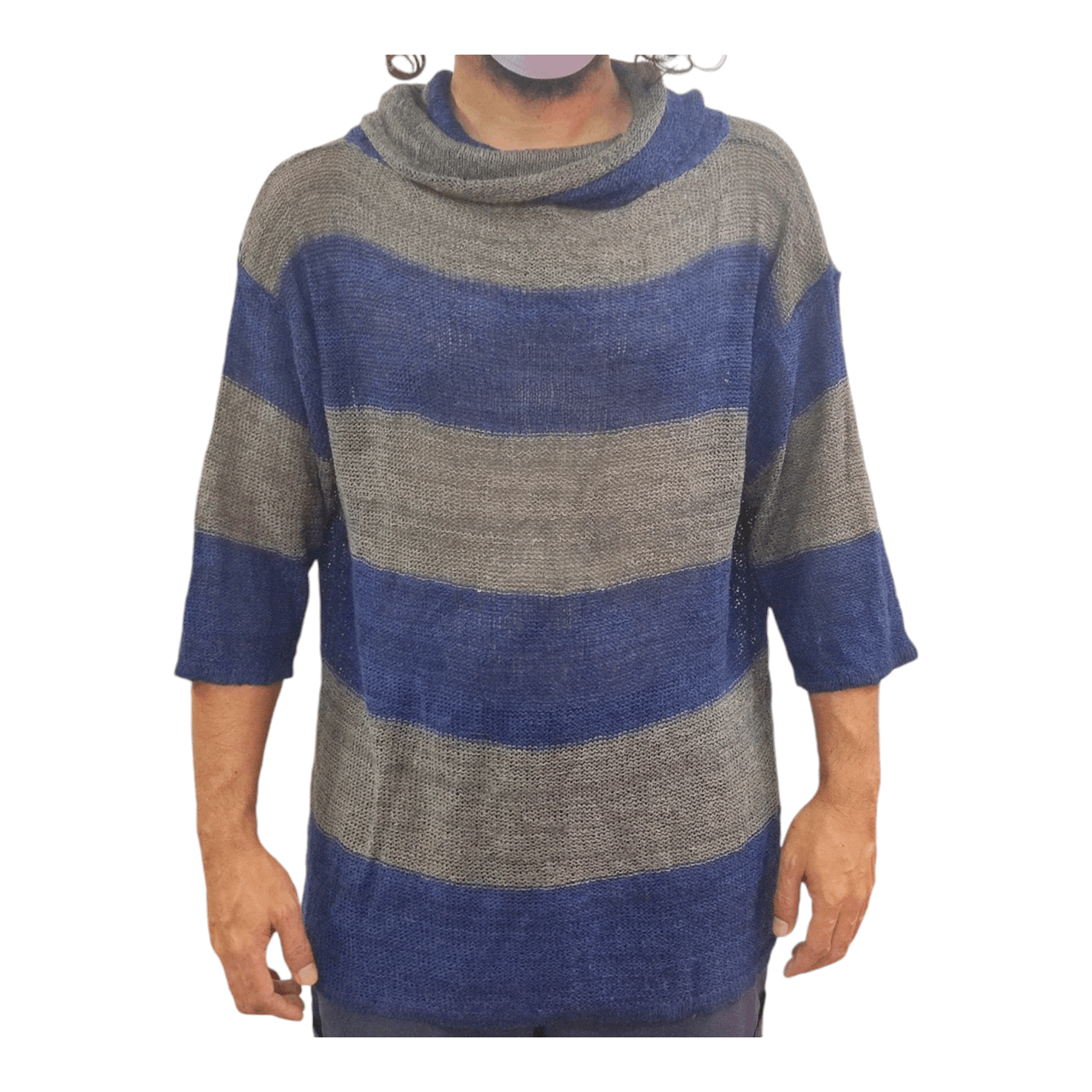 Issey Miyake Vintage 70s ISSEY MIYAKE Stripe Linen Knit Cowl Neck Jumper Size US M / EU 48-50 / 2 - 13 Thumbnail