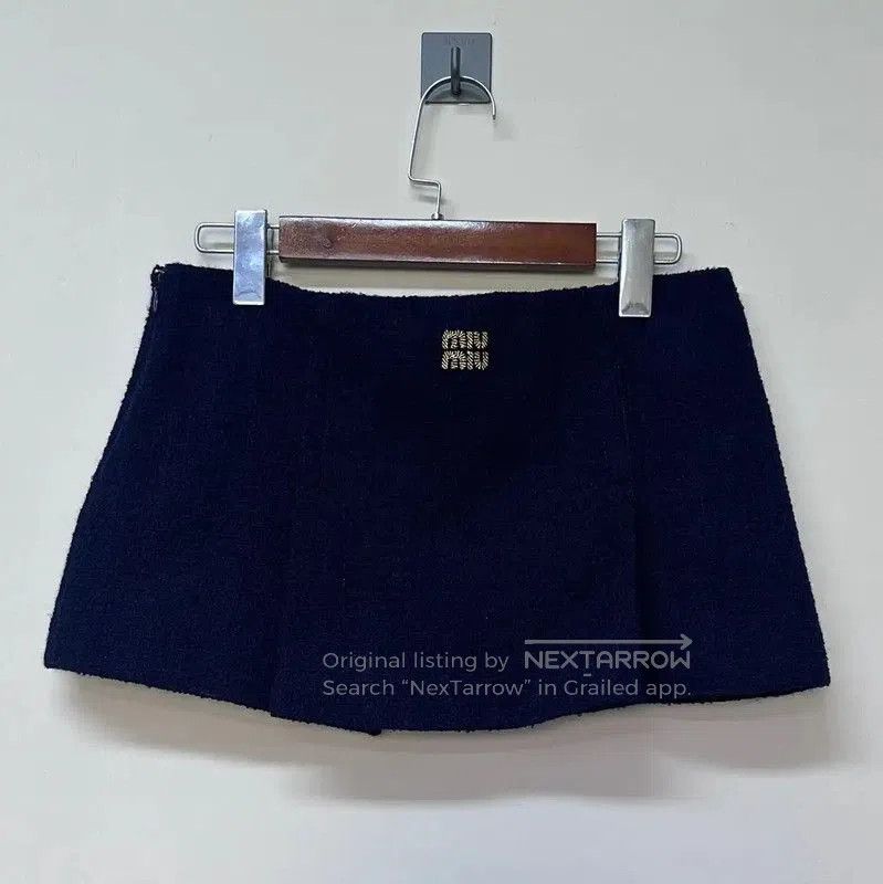 Miu Miu Miu Miu Navy Wool Mini Skirt . Size 22" - 2 Thumbnail
