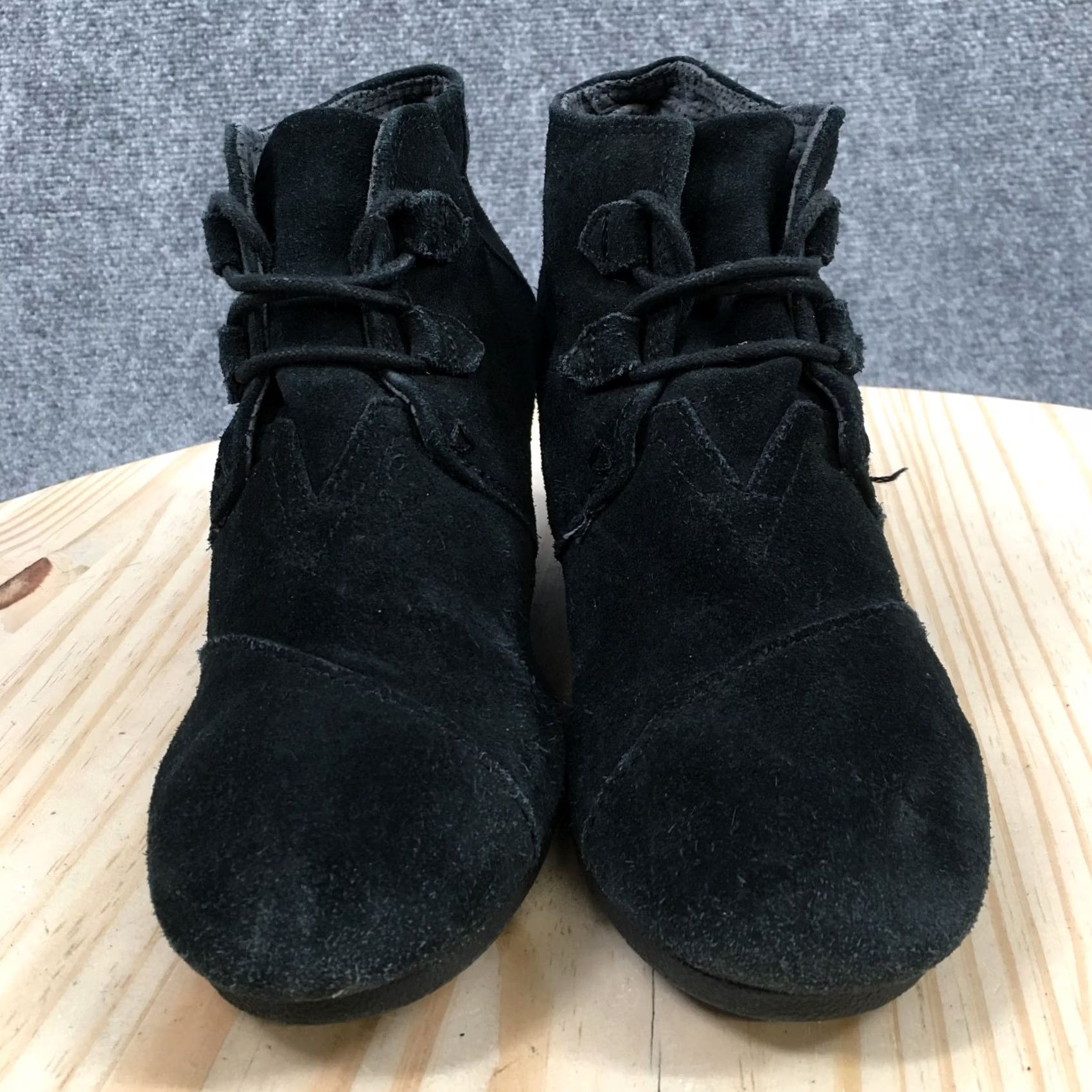 Toms TOMS Boots Womens 10 Kala Bootie Black Lace Up Ankle Top Wedge Heels Boot Dusty Black Lace Up Ankle Bootie Womens 10 TOMS Boots Size L / US 10 / IT 46 - 4 Thumbnail