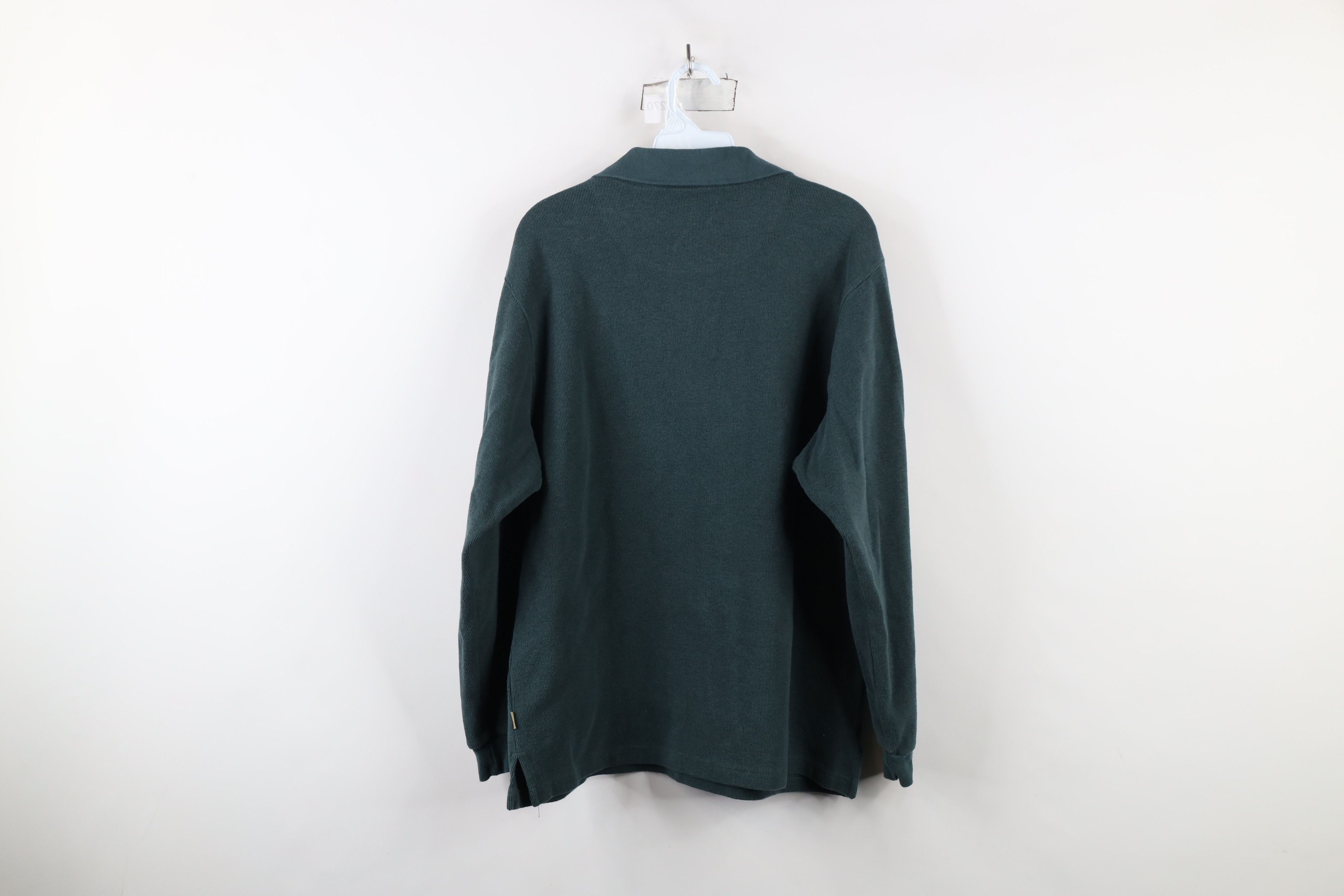 Vintage Vintage 90s Streetwear Ribbed Knit Long Sleeve Polo Green Size US M / EU 48-50 / 2 - 9 Thumbnail