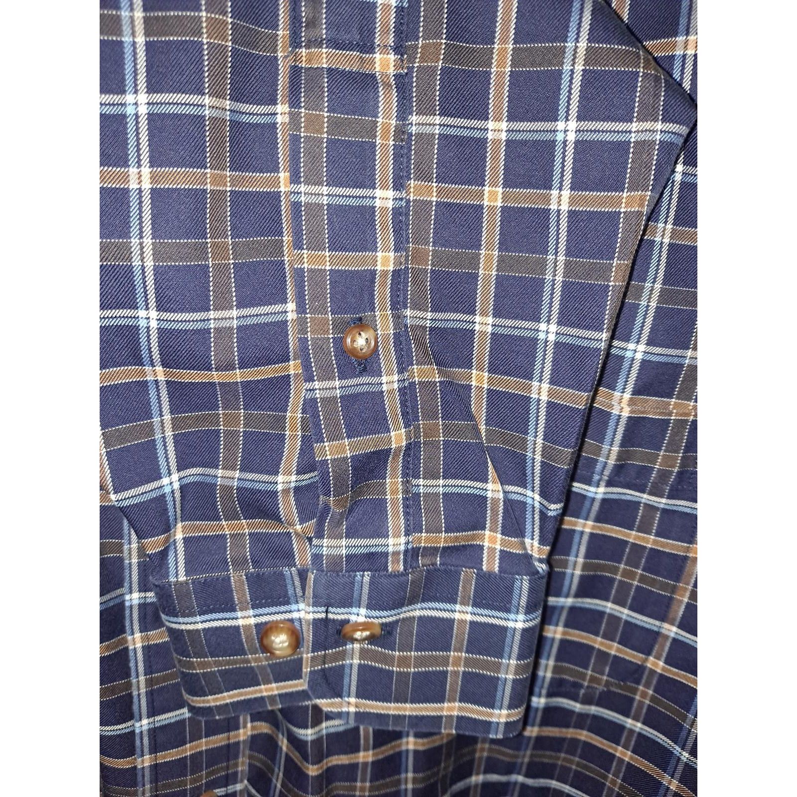 Brooks Brothers Brooks Brothers Blue and Tan Plaid Button Up Shirt Size XL Size US XL / EU 56 / 4 - 3 Thumbnail