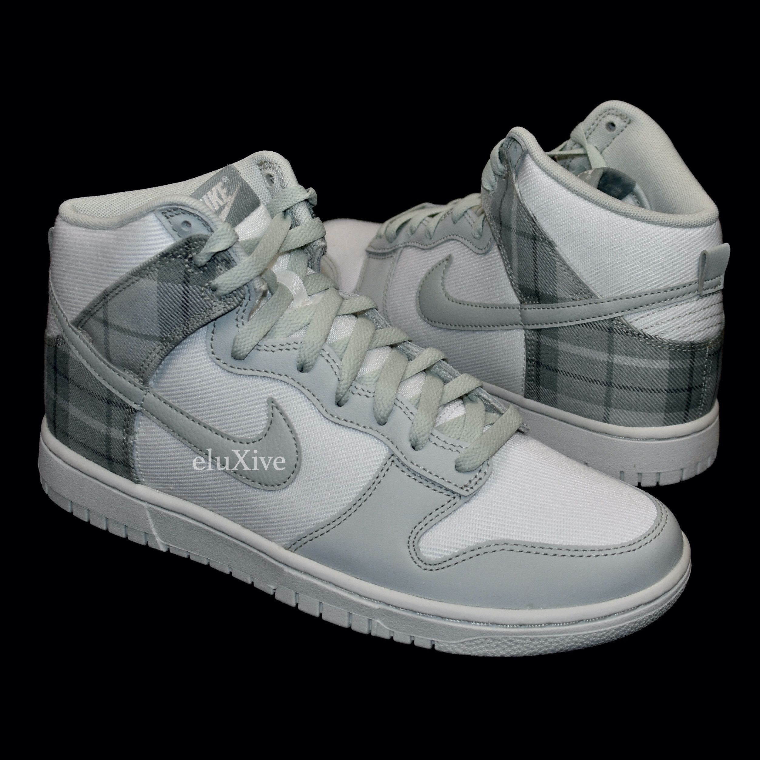 Nike 2023 Nike Dunk High Retro SE Tartan Plaid White Gray Silver Size US 9.5 / EU 42-43 - 1 Preview