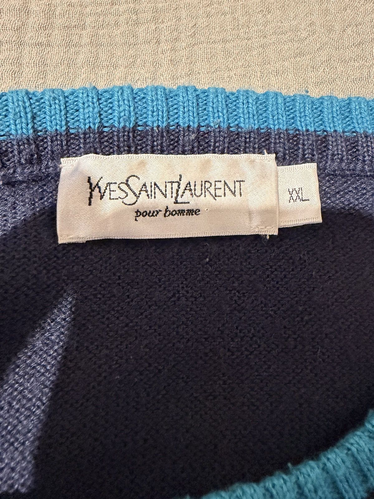 Yves Saint Laurent Yves saint laurent logo sweater in blue Size US XXL / EU 58 / 5 - 6 Thumbnail