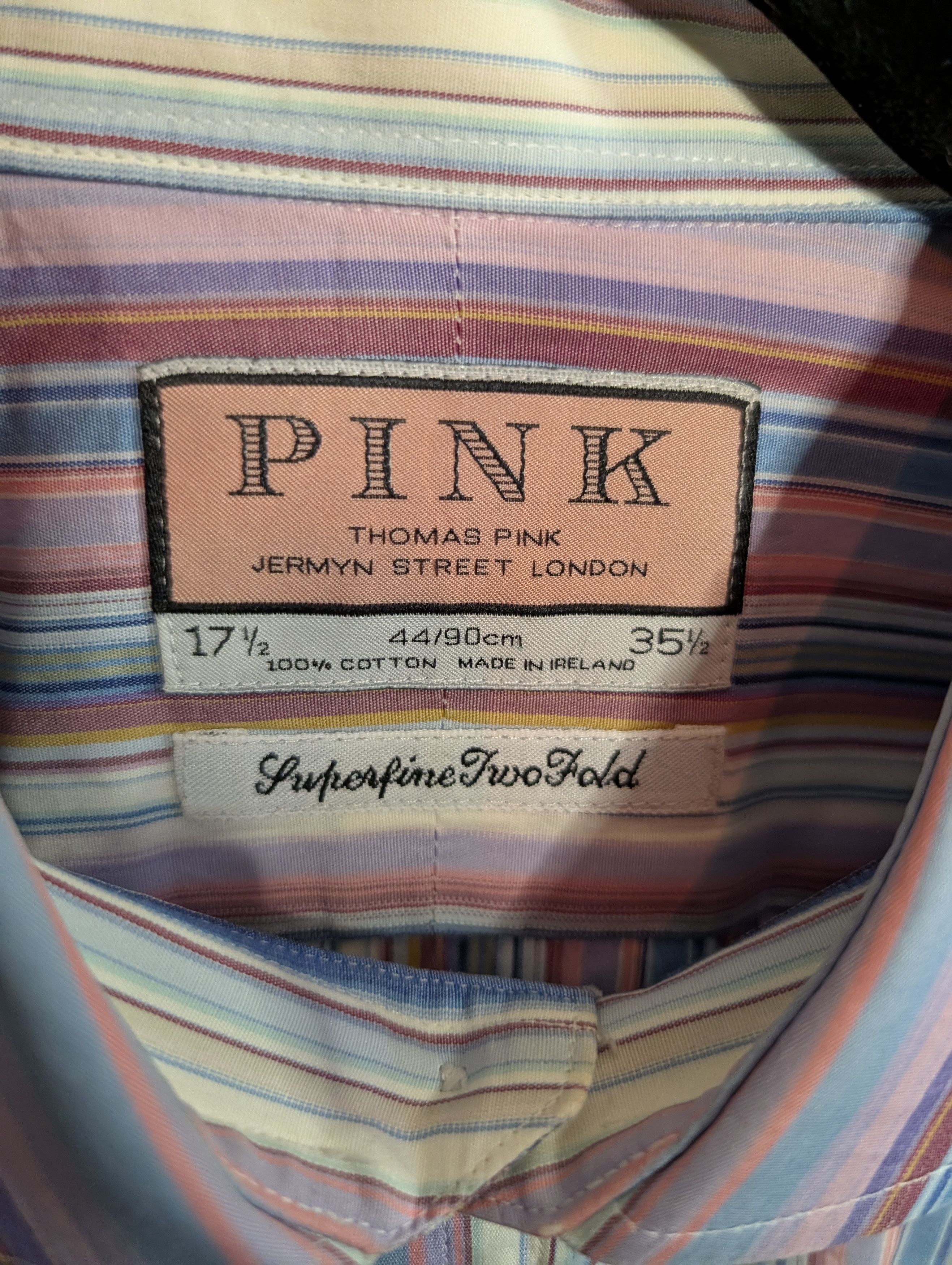 Thomas Pink Multicolor striped Superfine Two Fold Irish dress shirt 17.5 Size US XL / EU 56 / 4 - 9 Thumbnail