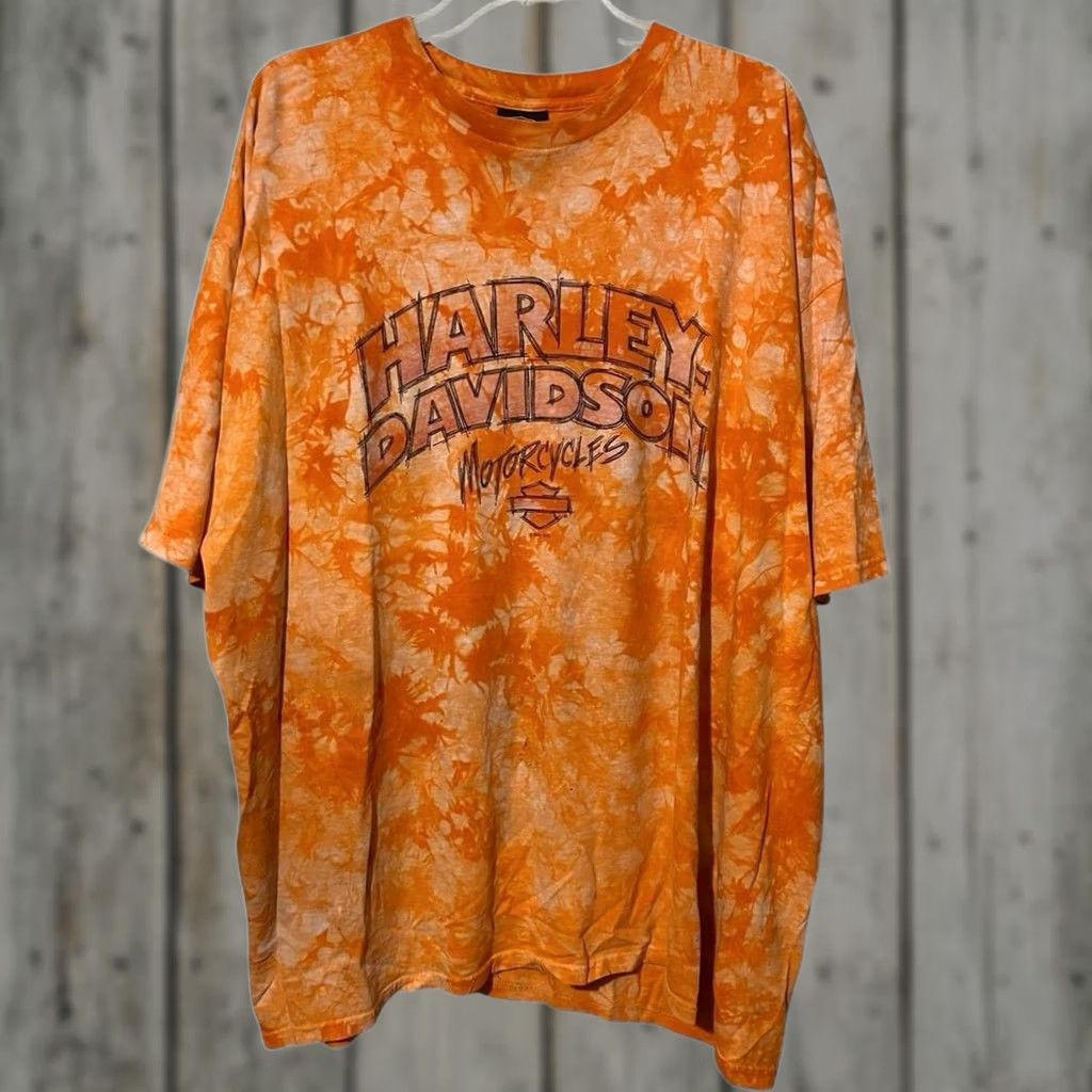 Harley Davidson VINTAGE Harley-Davidson T-Shirt Biker Shirt Tie Dye 2XL Orange Men Mens Size US XXL / EU 58 / 5 - 1 Thumbnail