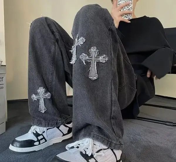 Japanese Brand Hirose x Yuki High street cross patch embroidered jeans Size US 32 / EU 48 - 3 Thumbnail