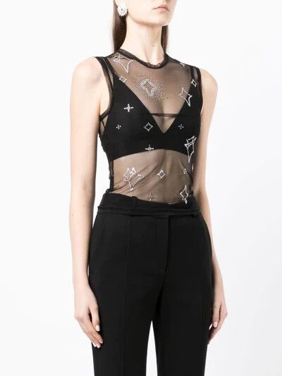 Other Saint Sintra Crystal Mesh Hot Fix Tank 42 6 Black SSENSE Size M / US 6-8 / IT 42-44 - 3 Thumbnail
