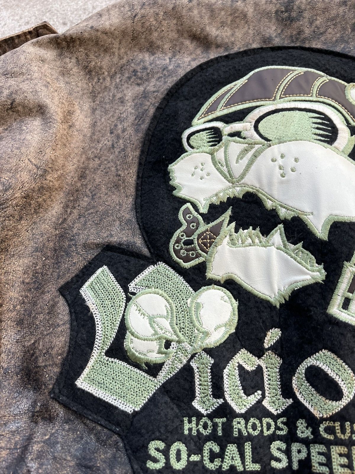 If Six Was Nine × Le Grande Bleu (L.G.B.) Thrashed Sun Faded Distressed Vintage Leather Bomber Jacket Size US M / EU 48-50 / 2 - 18 Thumbnail