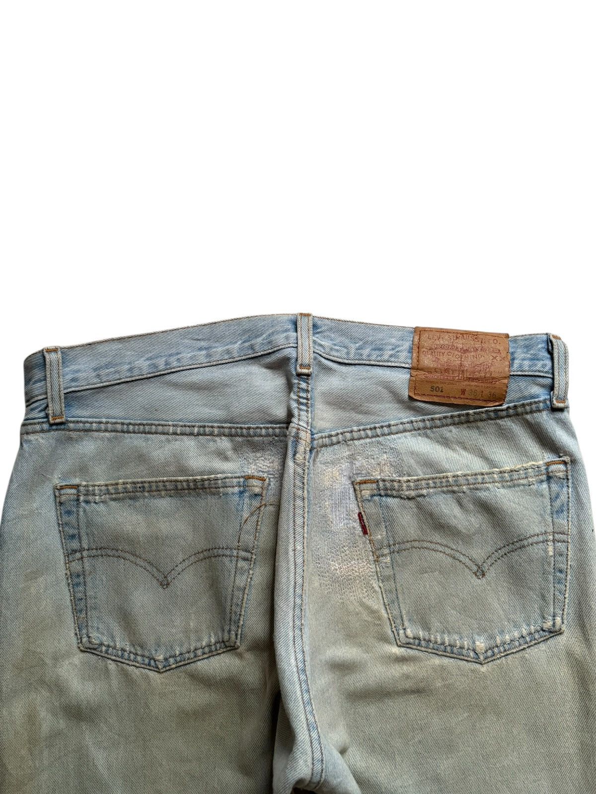 Levi's Vintage 90s Levis 501 Mud Wash Distress Ripped Loose Jeans Size US 35 - 8 Thumbnail