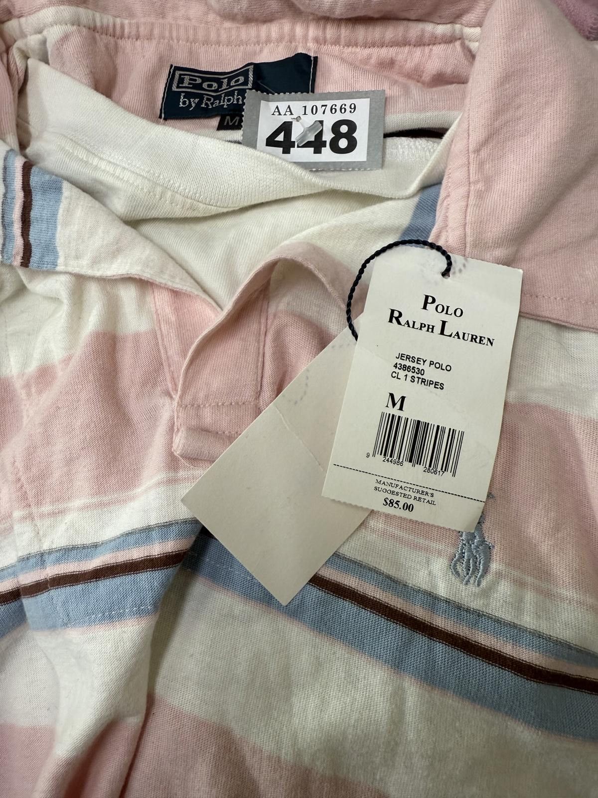 Polo Ralph Lauren Polo Ralph Lauren Men's Jersey Polo Shirt Medium Pink Stripe Size ONE SIZE - 2 Thumbnail
