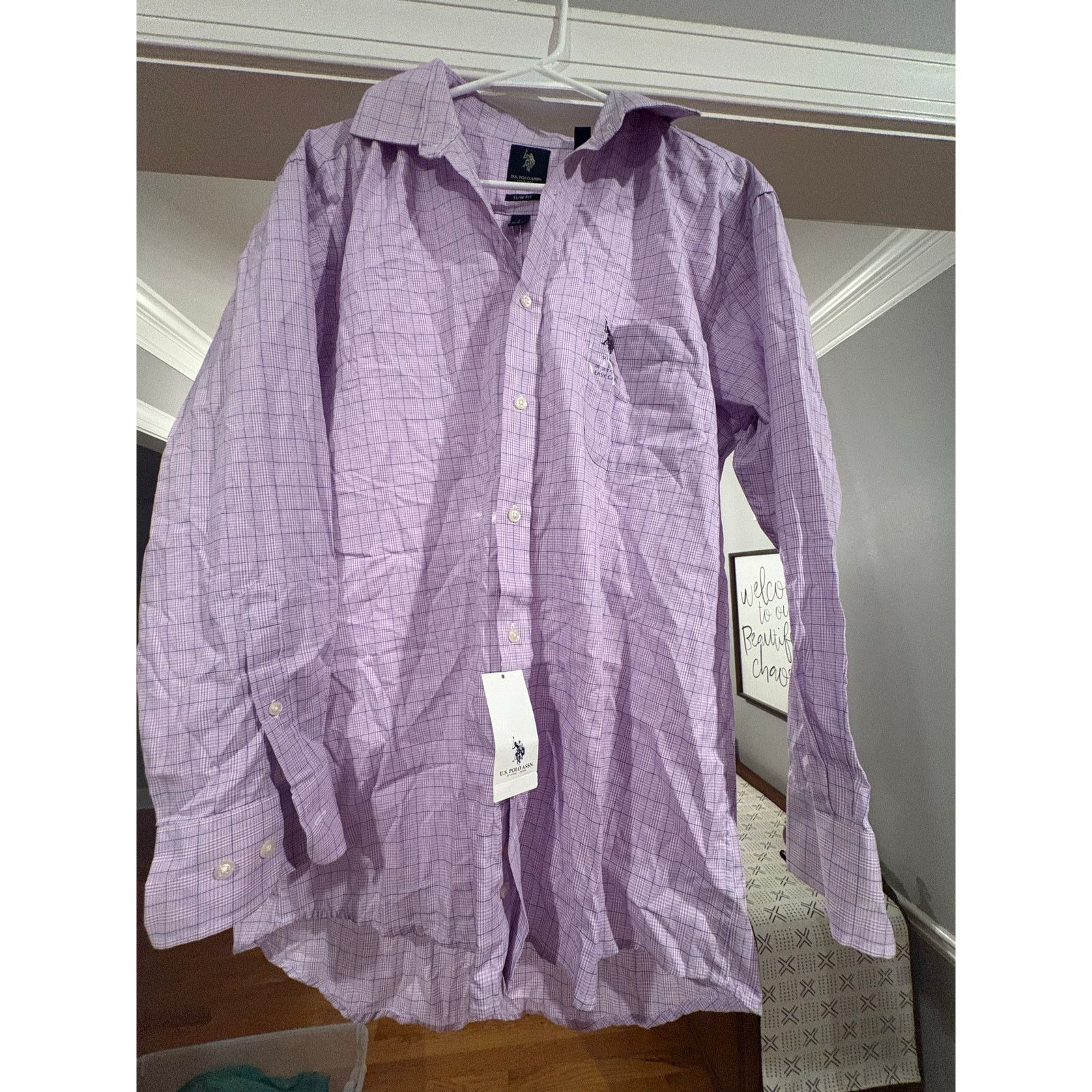U.S. Polo Assn. U.S. Polo Assn. Men’s Slim Fit Dress Shirt Size L NWT Size US L / EU 52-54 / 3 - 3 Thumbnail