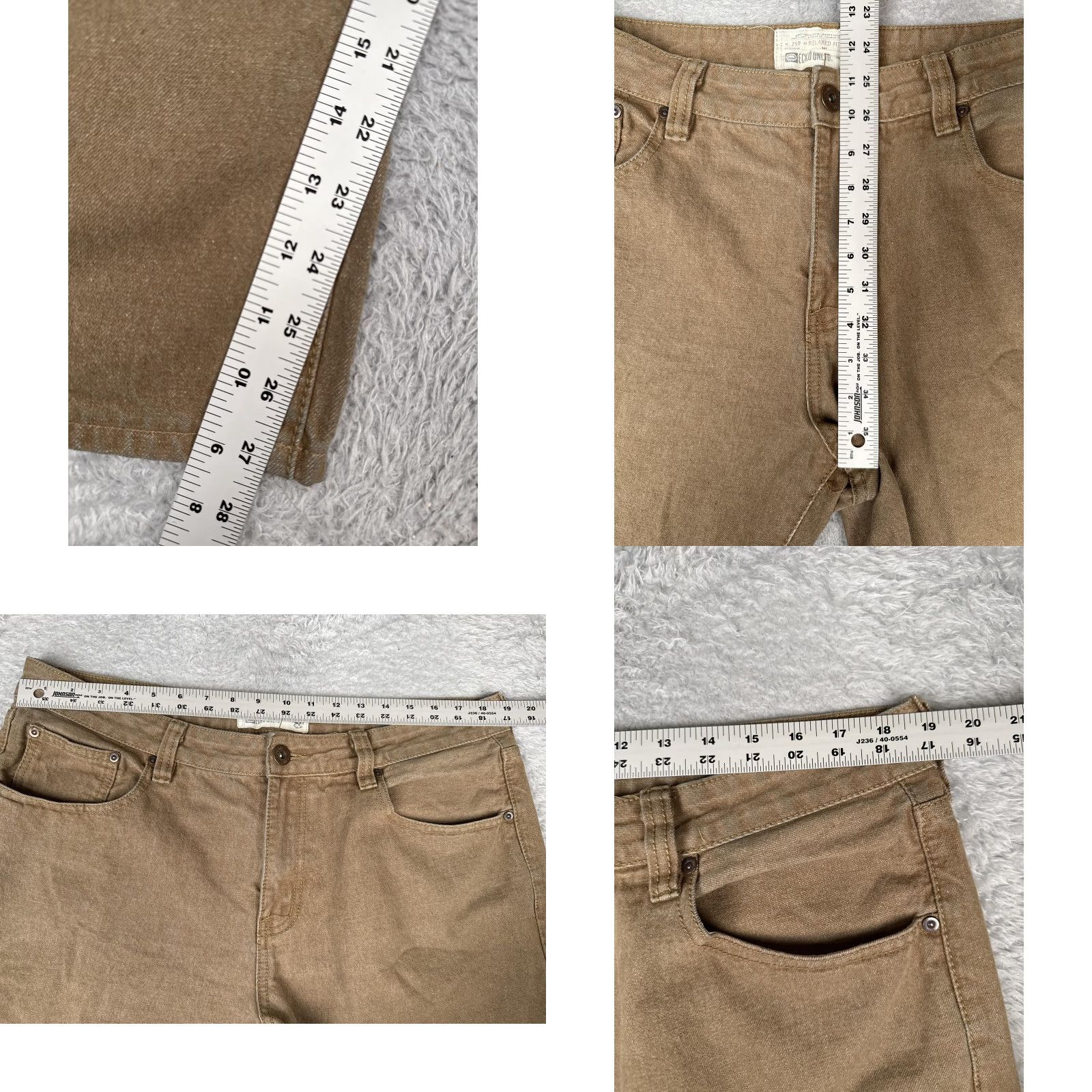 Ecko Unltd. Ecko Unltd. Jeans Mens 38x32 Brown Relaxed Straight Denim Zip Fly 5-Pocket Classic Brand Logo Hash Size US 38 / EU 54 - 8 Thumbnail