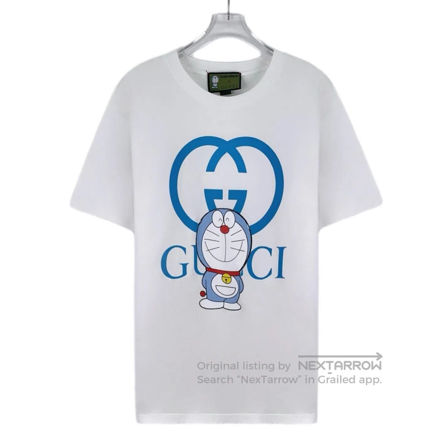 Gucci Guicci White Logo Letter Doraemon Printed Cotton Crew Neck Size US S / EU 44-46 / 1 - 1 Thumbnail