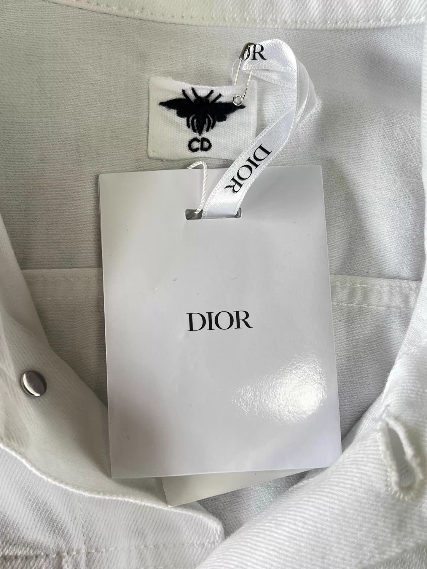 Dior Dior White Denim Jacket Back Floral Embroidery Bee Logo 36 Size XS / US 0-2 / IT 36-38 - 7 Thumbnail
