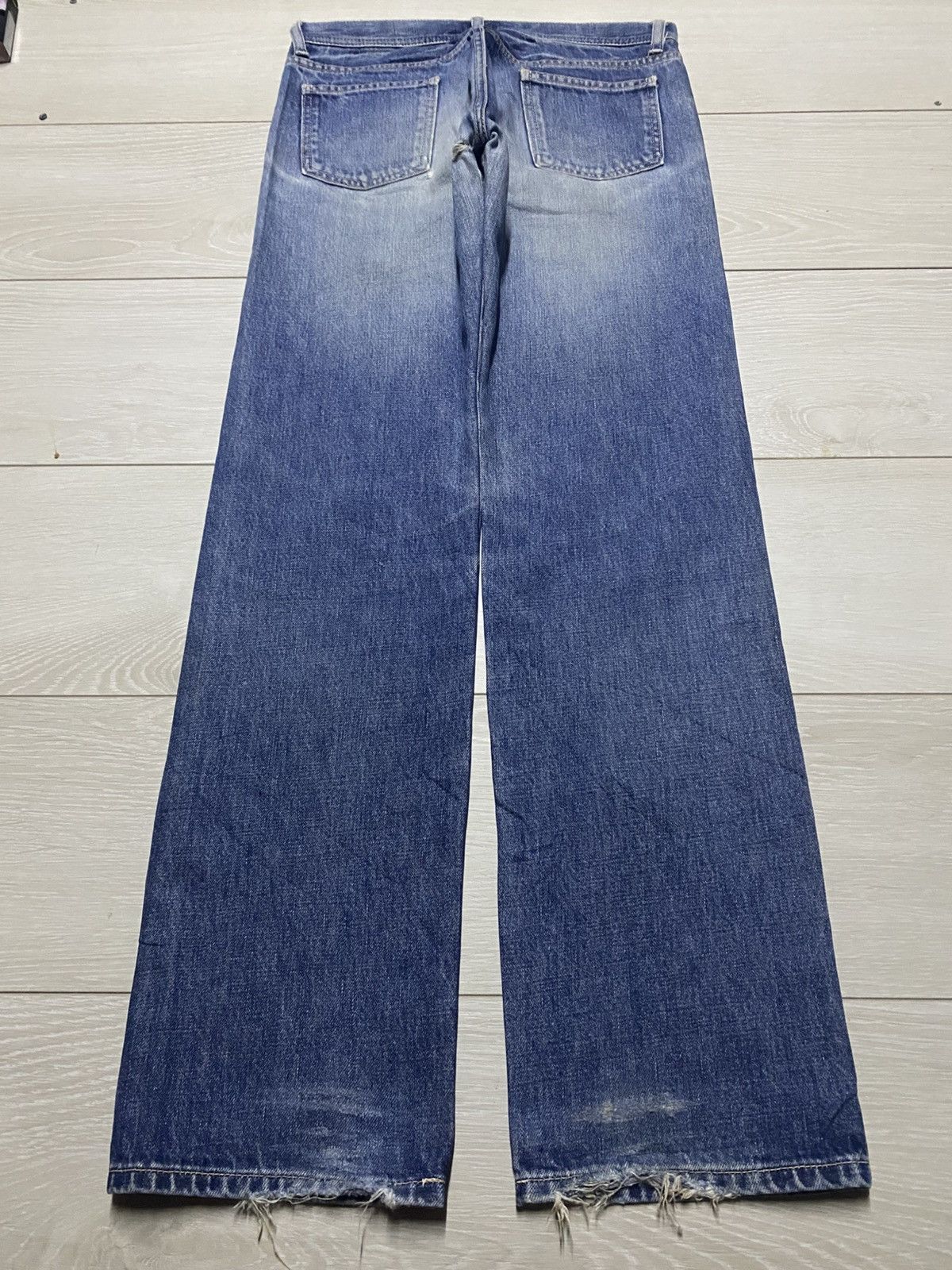 Japanese Brand Vintage Domingo Blue Wash Distressed Jeans Size US 30 / EU 46 - 2 Thumbnail