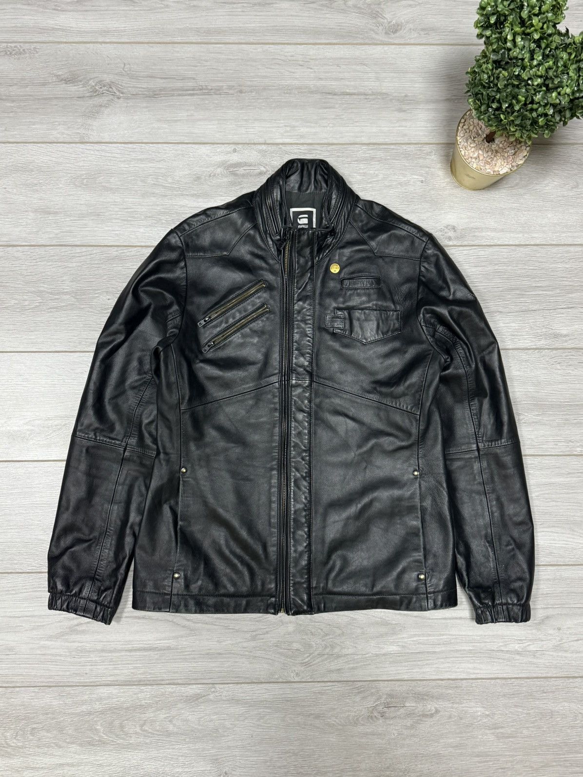 G-Star G stat RAW rare leather dean ryder overshirt zip jacket Size US XL / EU 56 / 4 - 1 Thumbnail