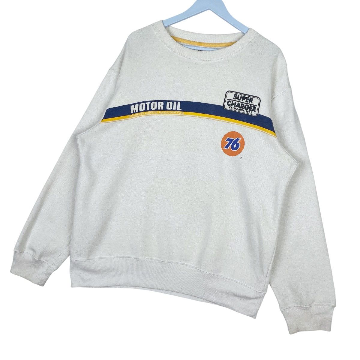 Designer × Vintage 76 Lubricants Sweatshirt White Crewneck Pullover Jumper Size US XL / EU 56 / 4 - 4 Thumbnail